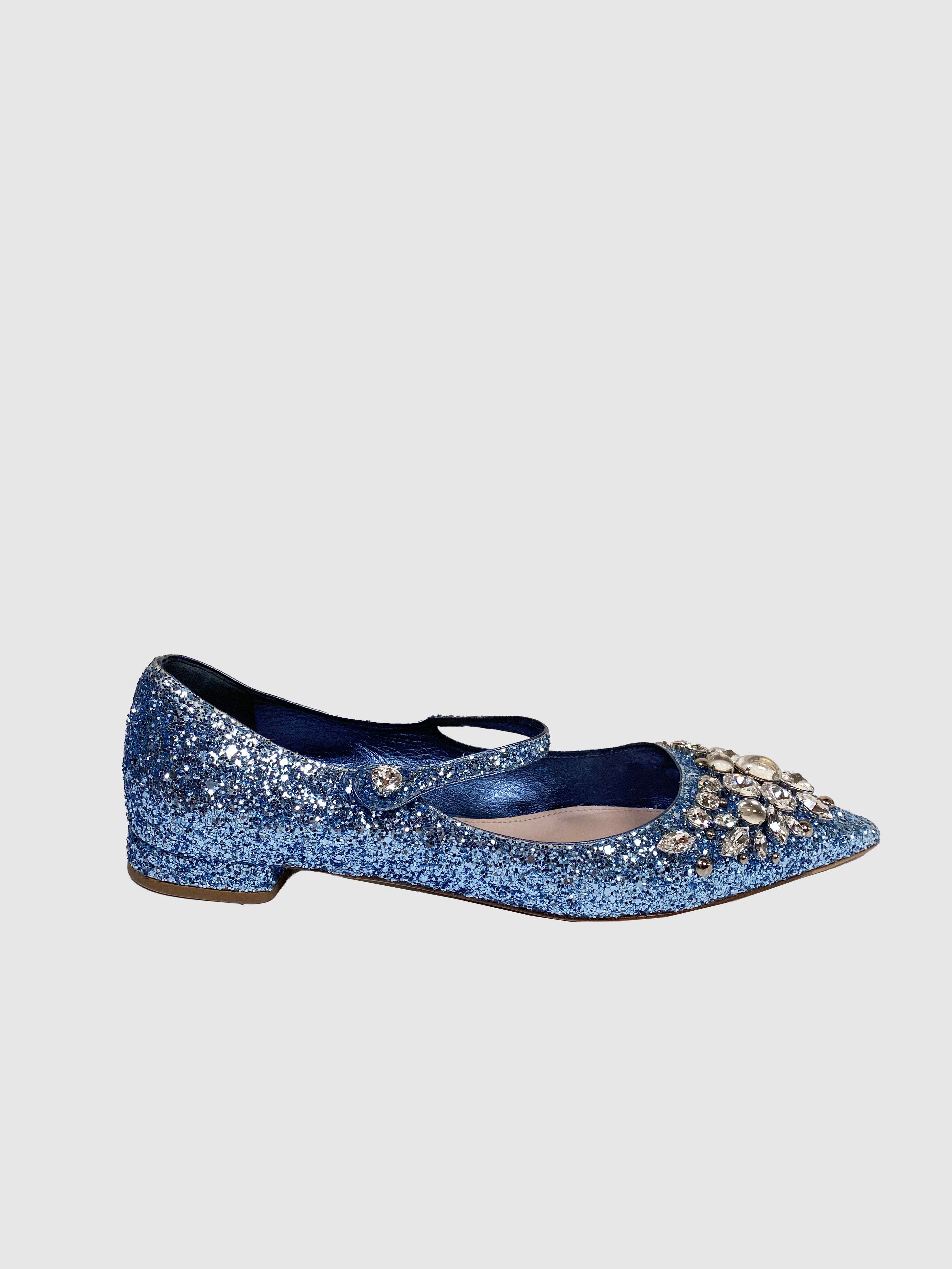 Sparkling Mary Jane Flats - Size 38.5
