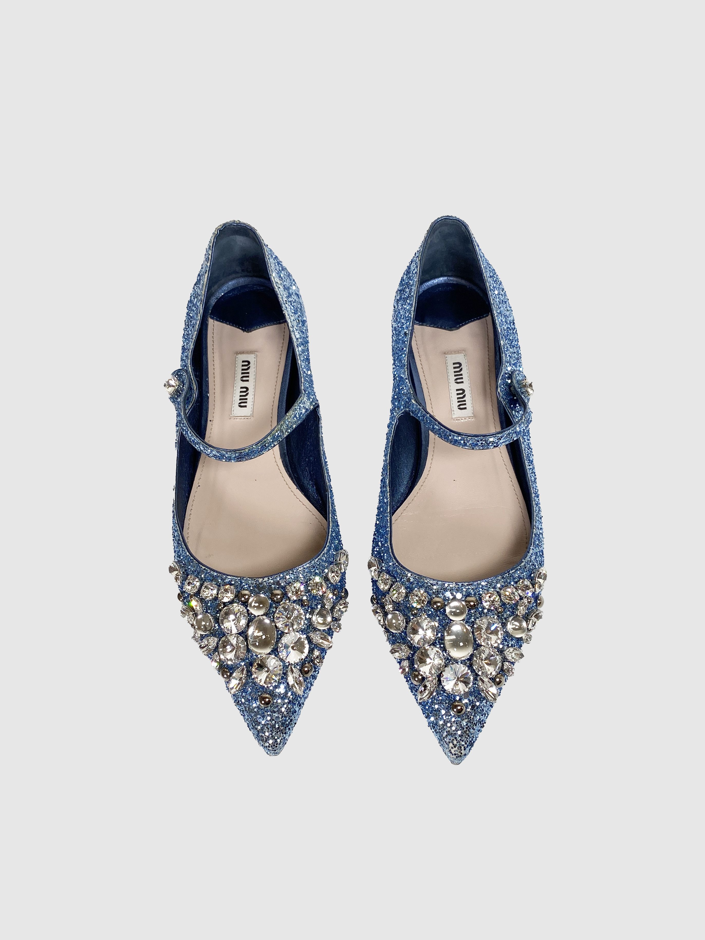 Sparkling Mary Jane Flats - Size 38.5