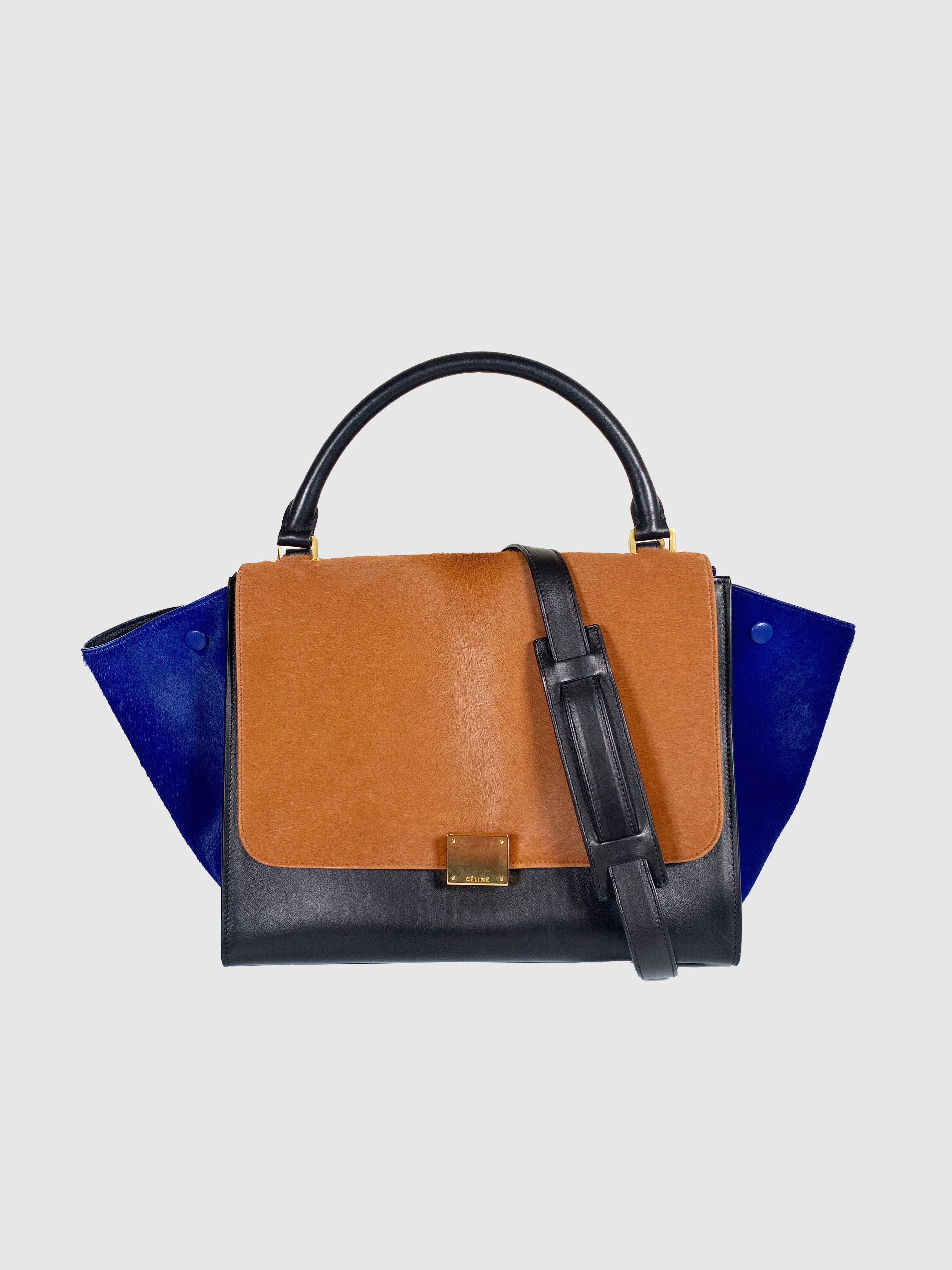 Celine Tri Color Leather and Suede Medium Trapeze Top Handle Bag