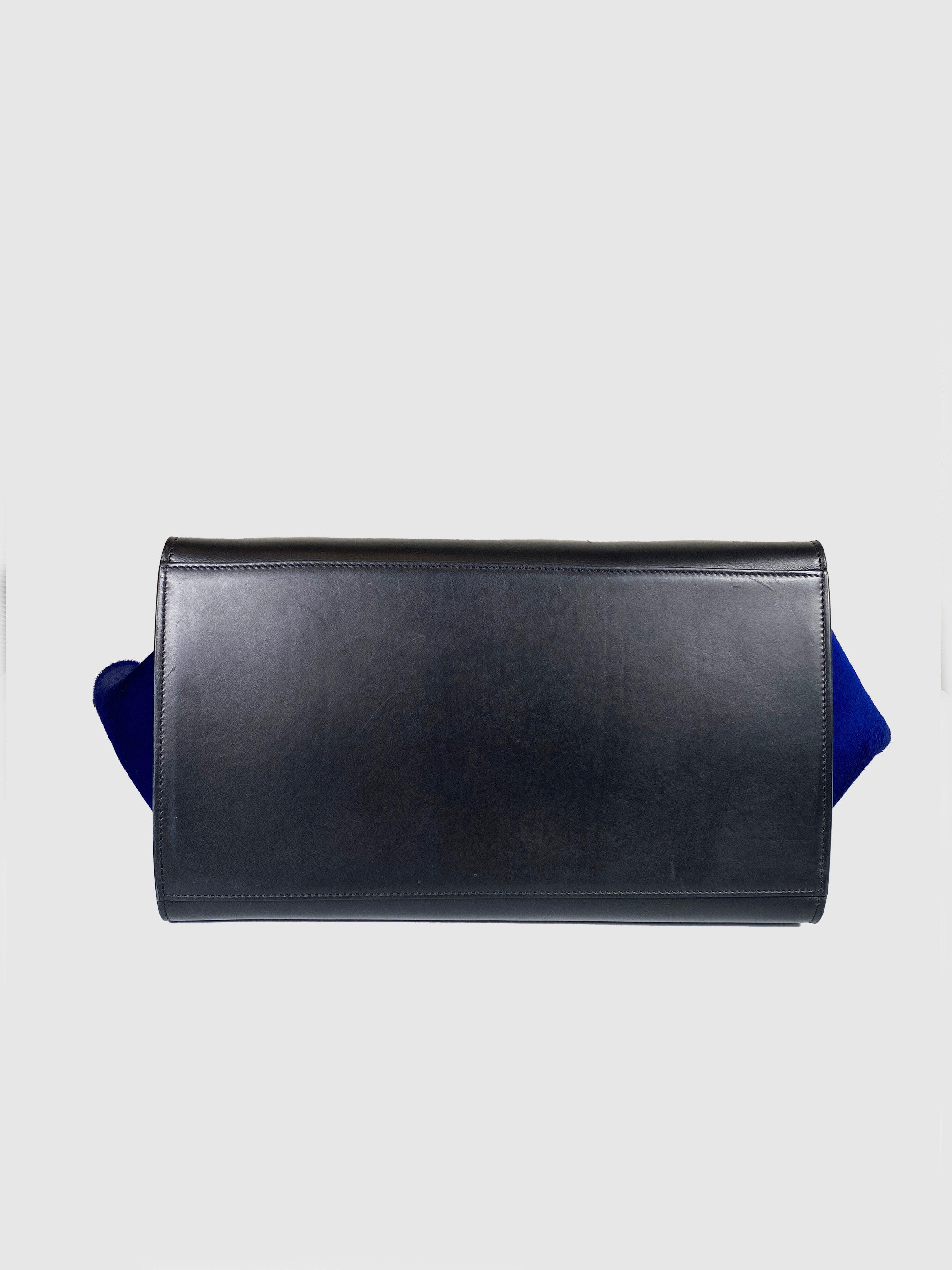 Celine Tri Color Leather and Suede Medium Trapeze Top Handle Bag