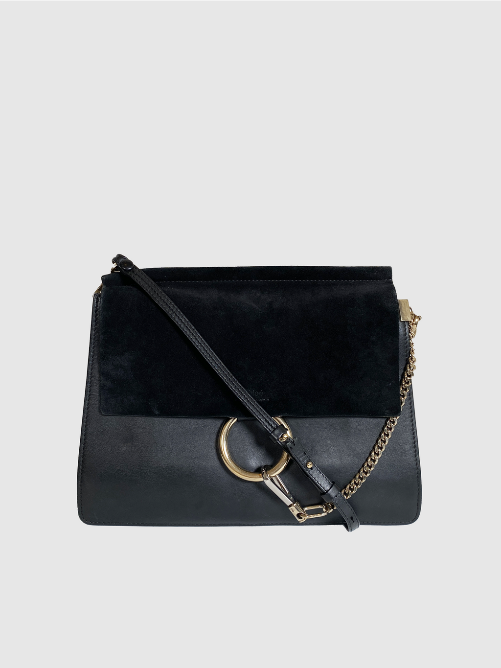 Chloe Black Suede Medium Feya Bag