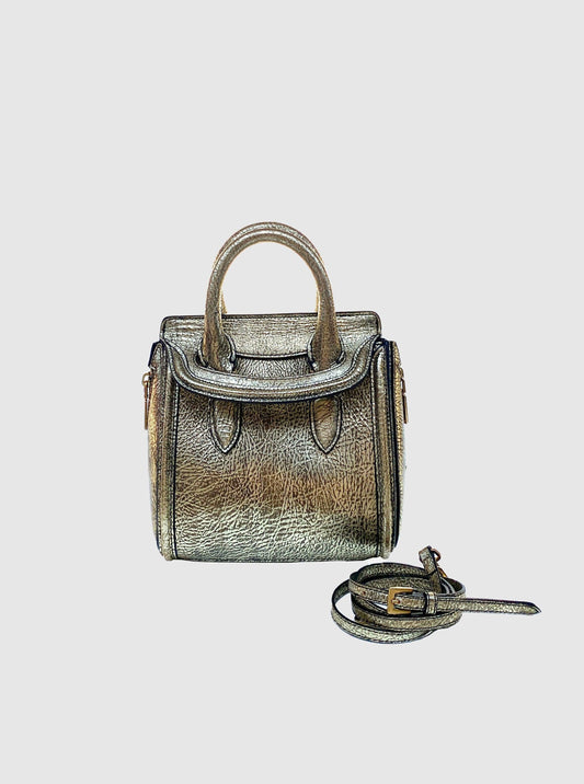 Alexander McQueen "Heroine" Gold Mini Handbag