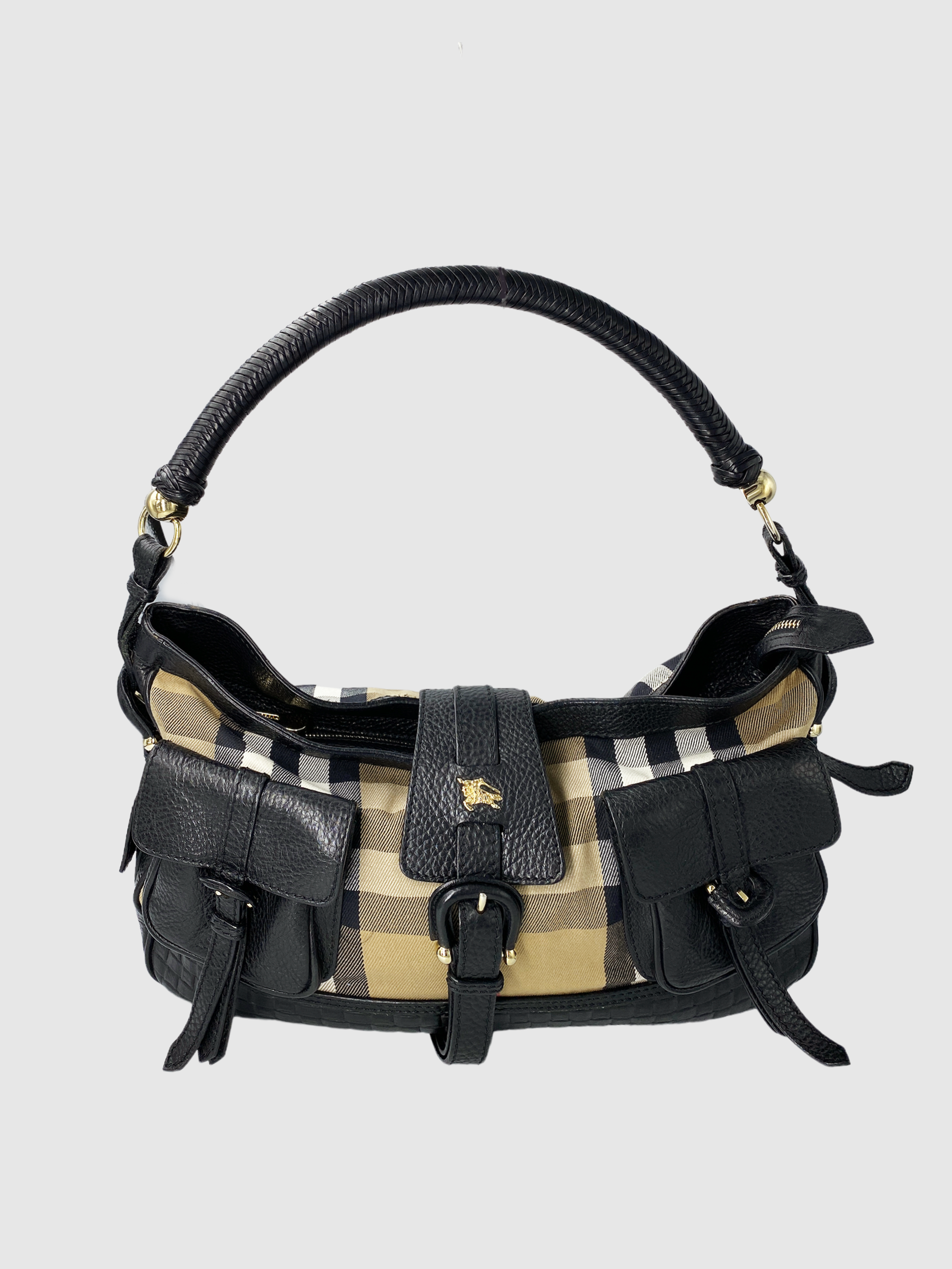 Burberry Double Front Pocket Nova Check Shoulder Bag