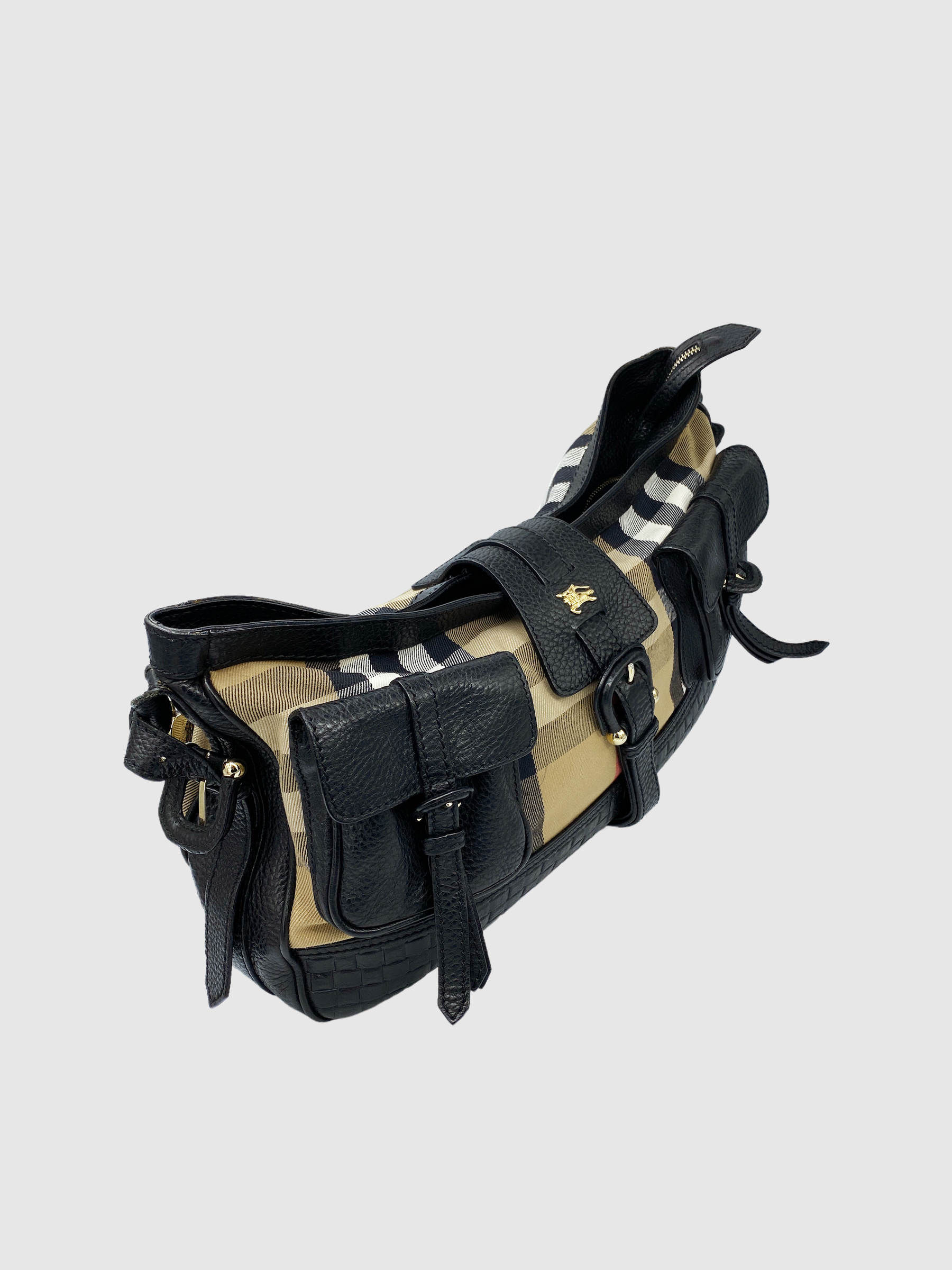 Burberry Double Front Pocket Nova Check Shoulder Bag