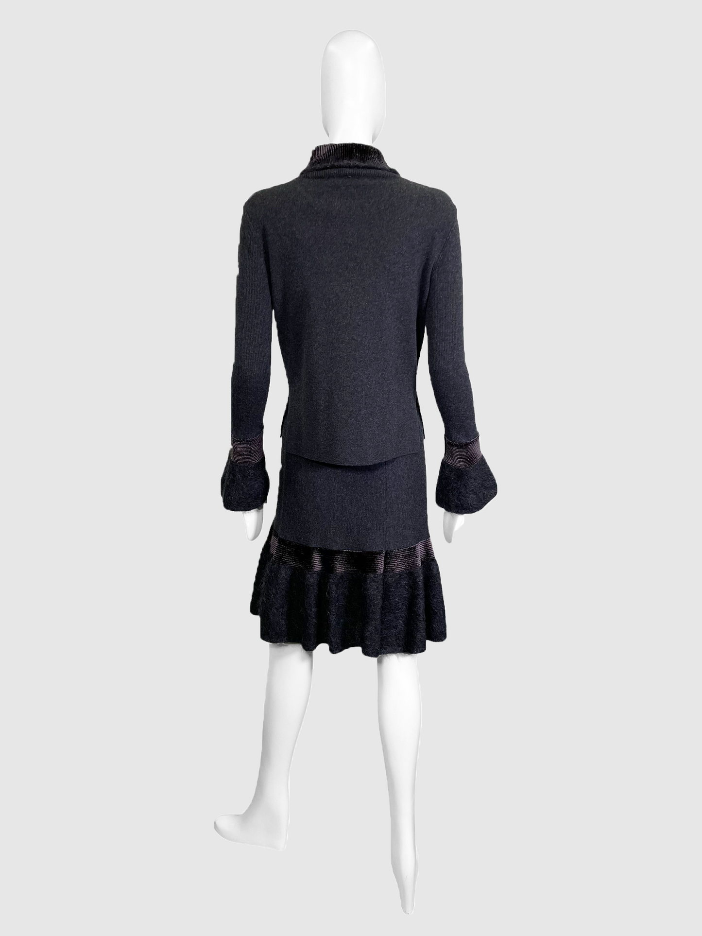 D.Exterior Charcoal Knit Skirt Set - Size S