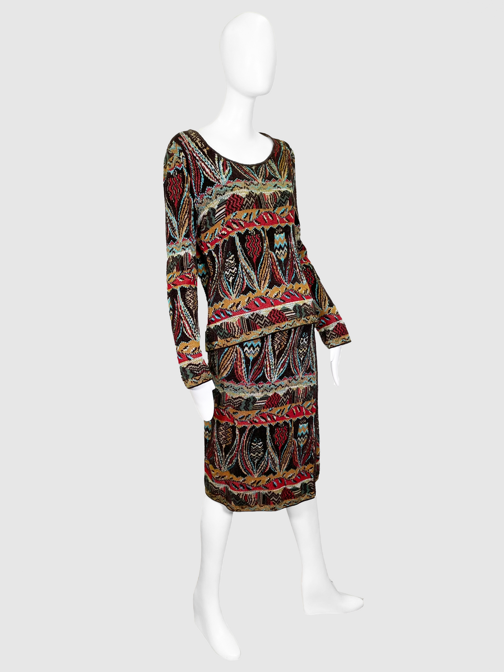 Brown Patterned 2pc Set - Size 42