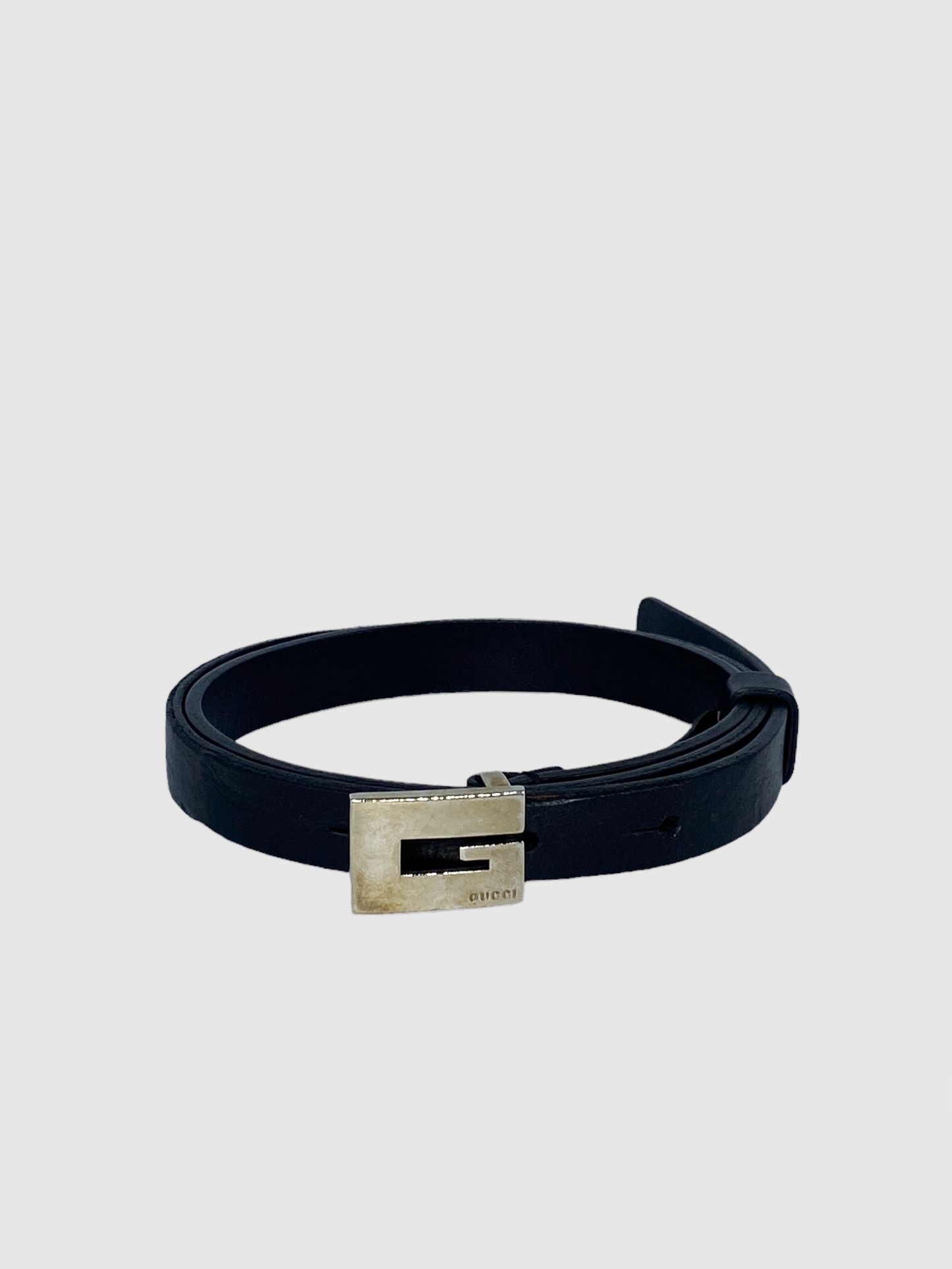 Gucci Black Thin Leather Belt