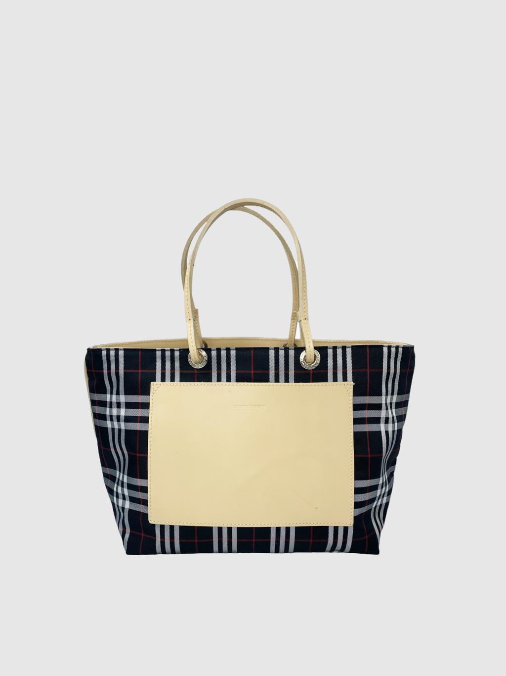 Burberry Black Plaid Vintage Tote Bag