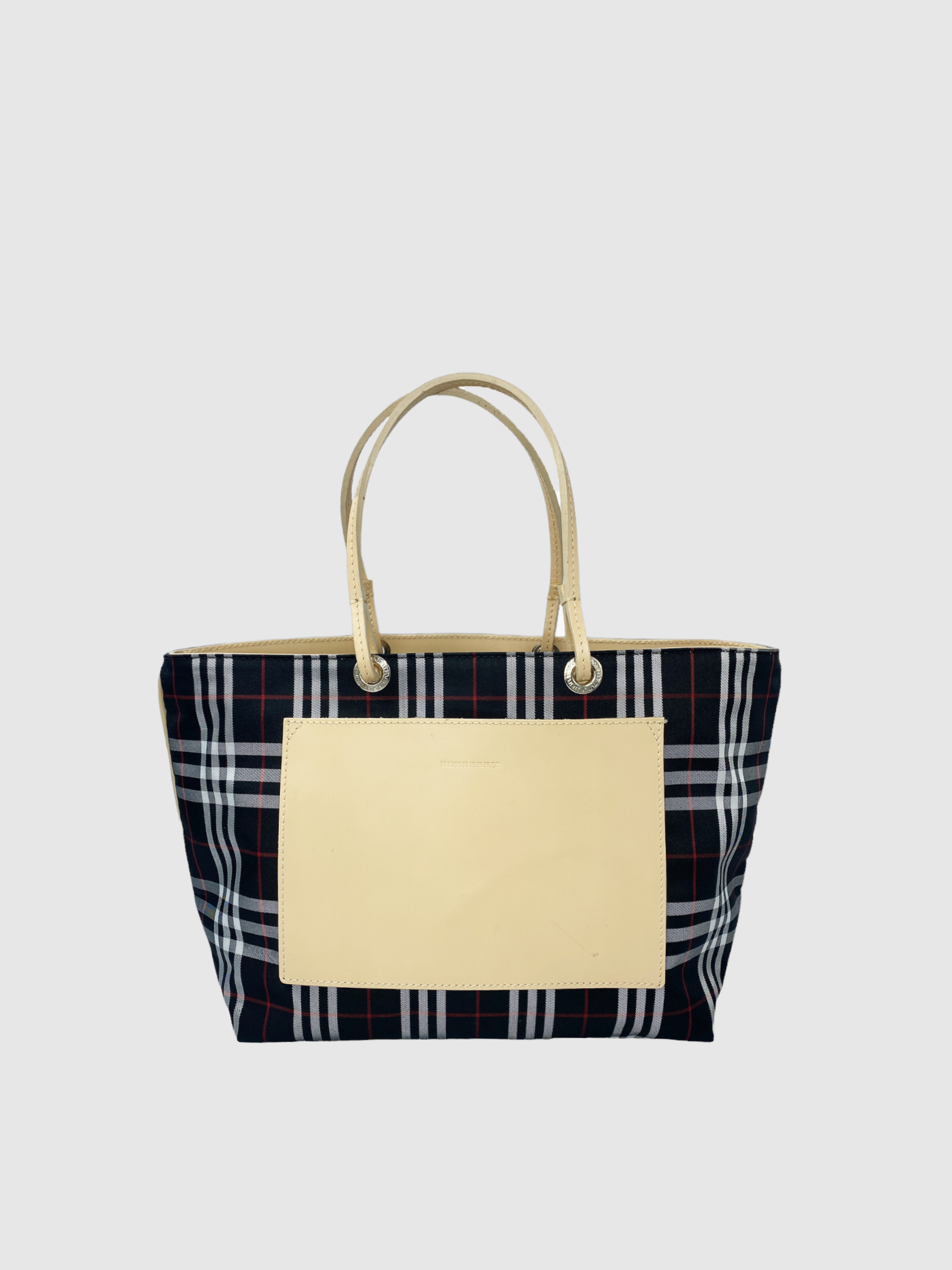 Burberry Black Plaid Vintage Tote Bag