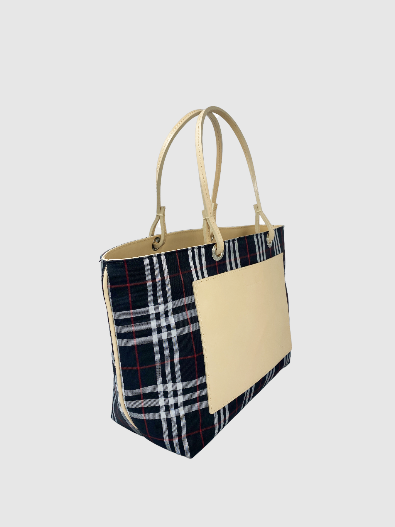 Burberry Black Plaid Vintage Tote Bag