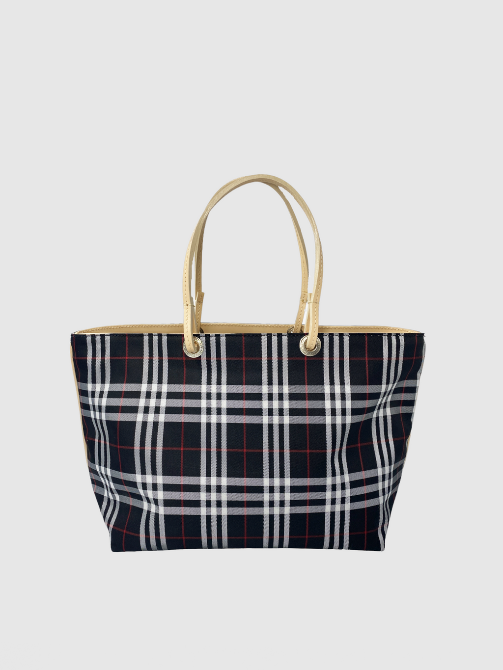 Burberry Black Plaid Vintage Tote Bag