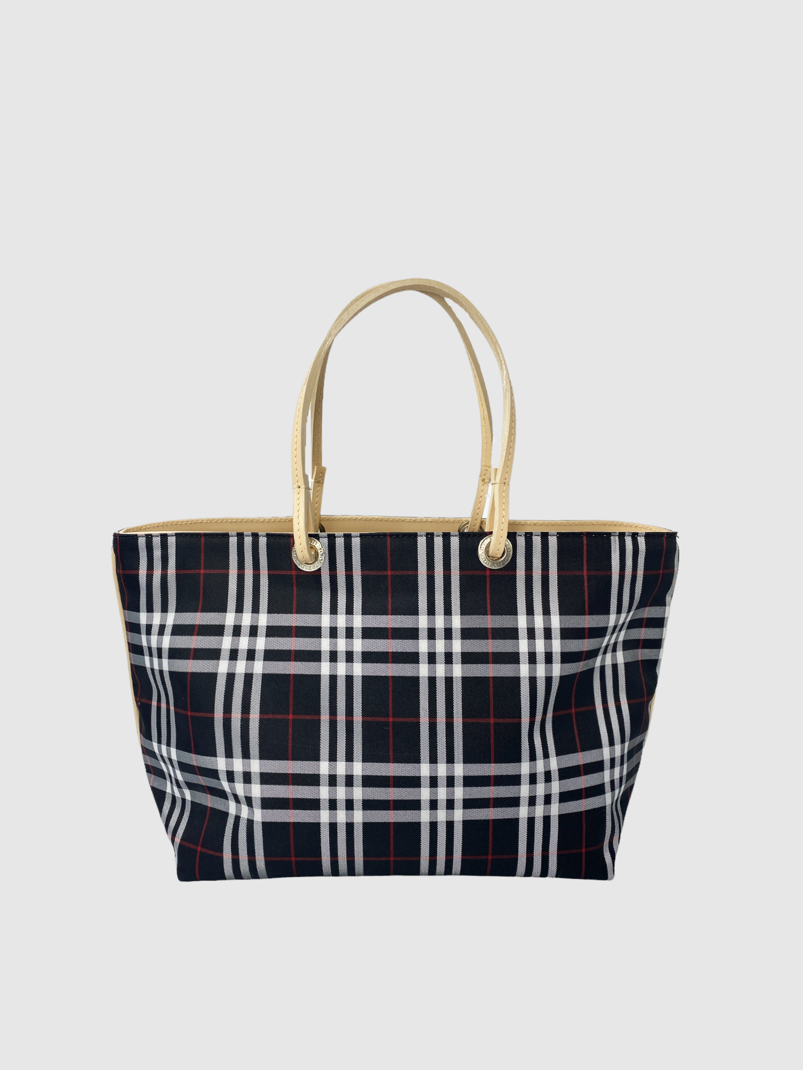 Burberry Black Plaid Vintage Tote Bag