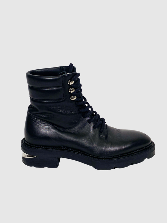 Alexander Wang Black Leather Combat Boots - Size 37.5