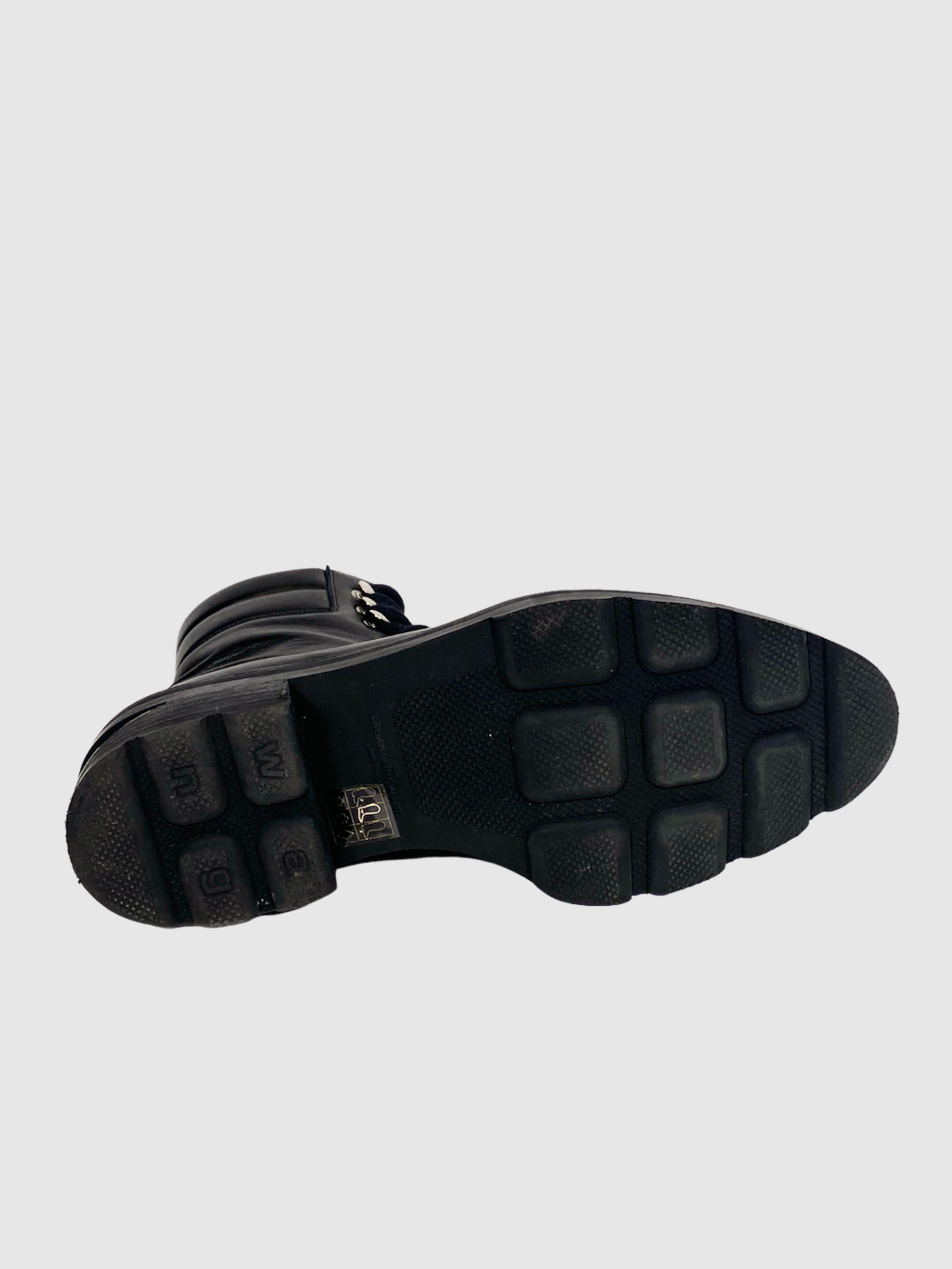 Alexander Wang Black Leather Combat Boots - Size 37.5