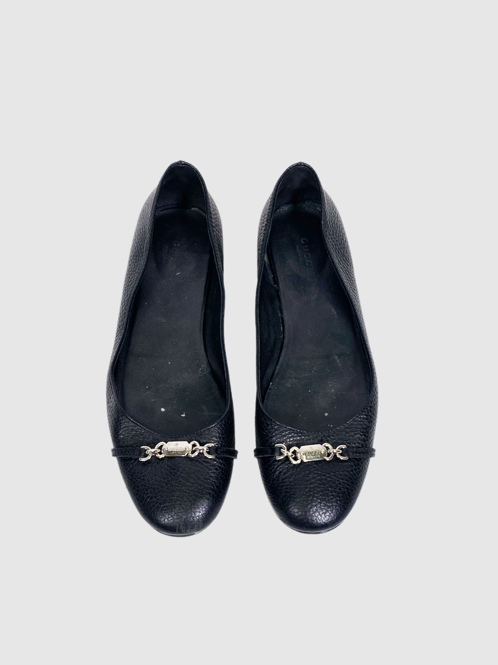 Pebbled Leather Ballerina Flats - Size 40.5