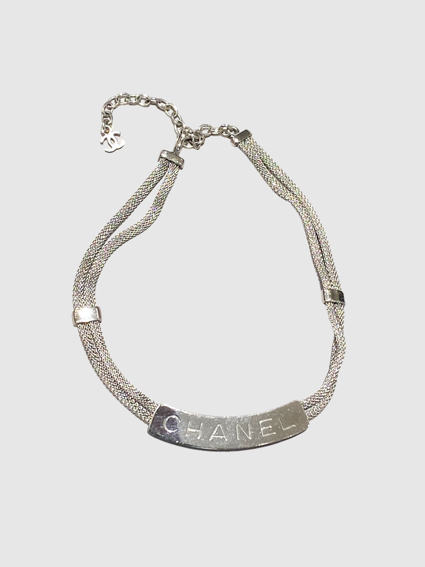 Chanel Silver Plaque Double Chain Necklace Trendy Jewellery Canada Consignment Designer Resale