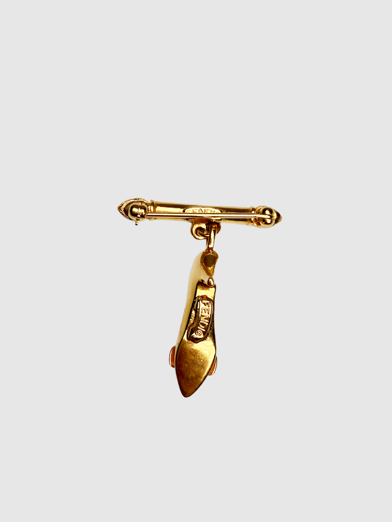 Fendi Gold Zucca Zucchino Shoes Charm Brooch