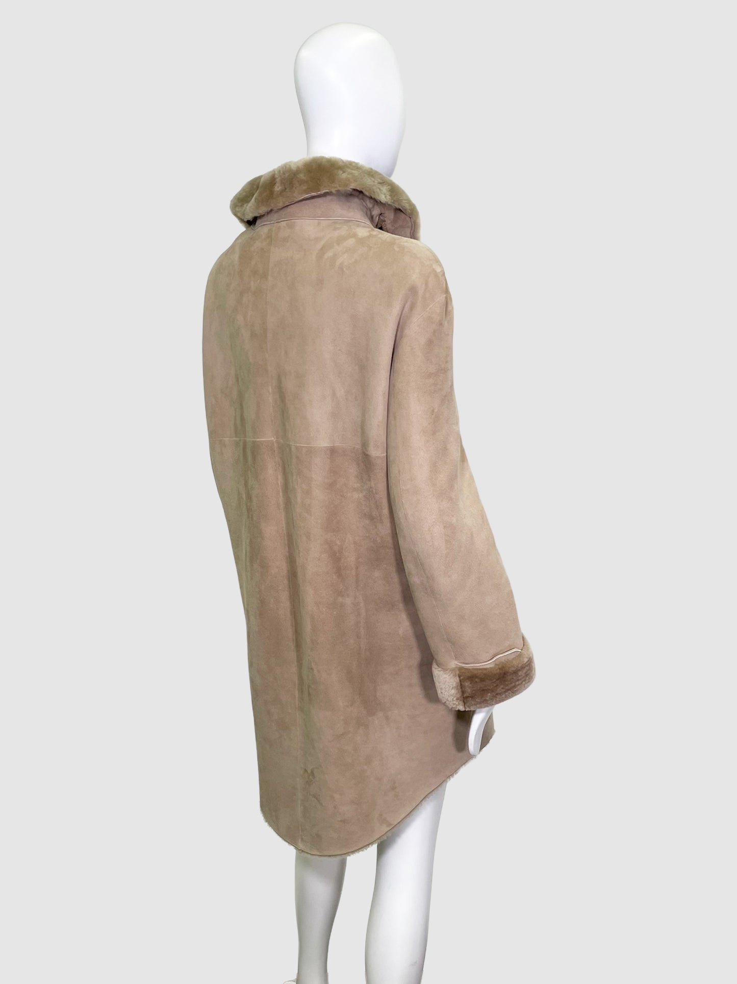 Akris Shearling Single-breasted Coat - Size 10