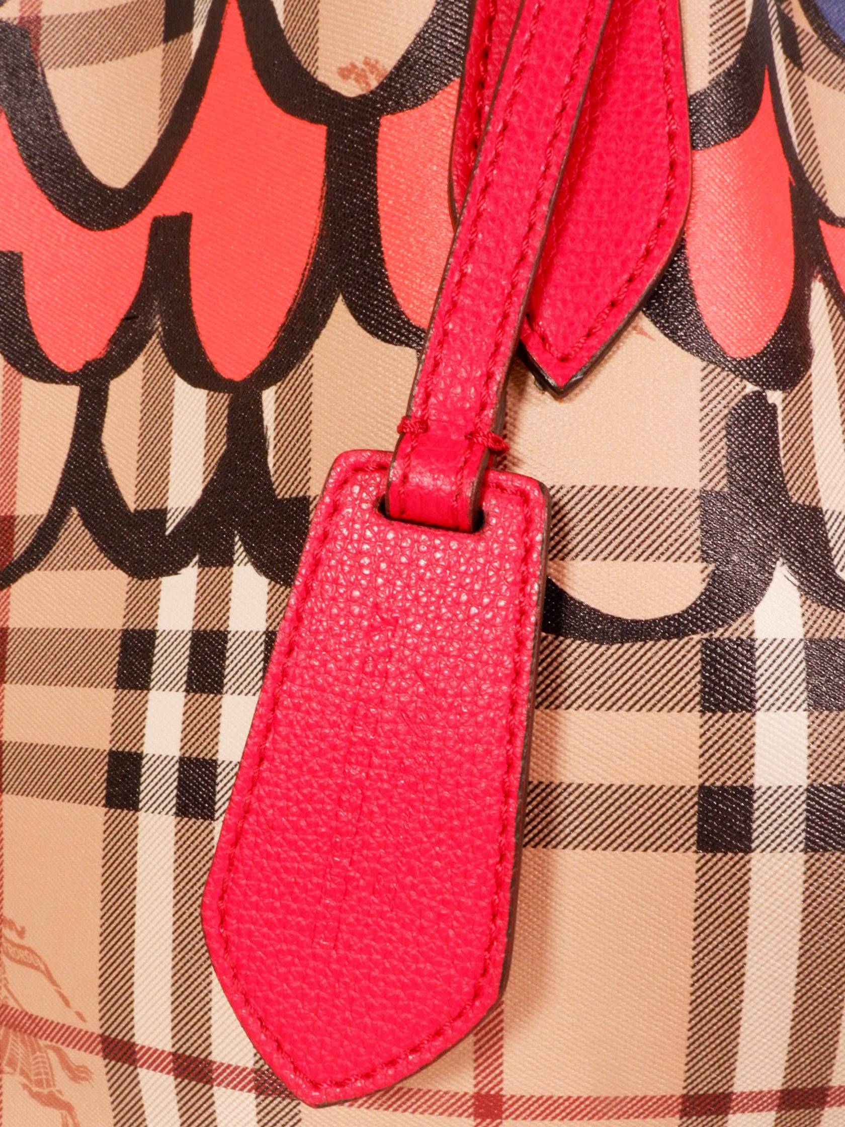 Burberry Trompe L'oeil Poppy Red Print Reversible Tote Bag