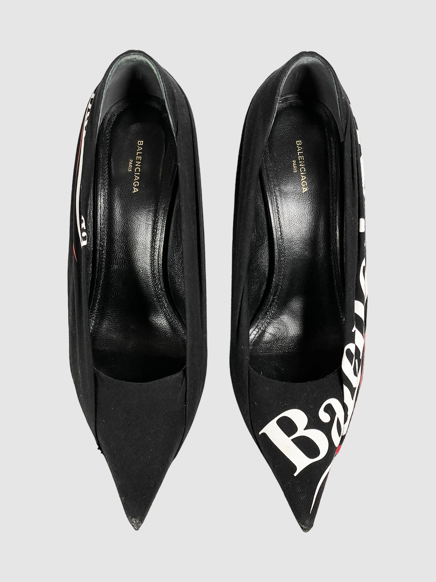 Logo Print Pointed Toe Pumps - Size 38