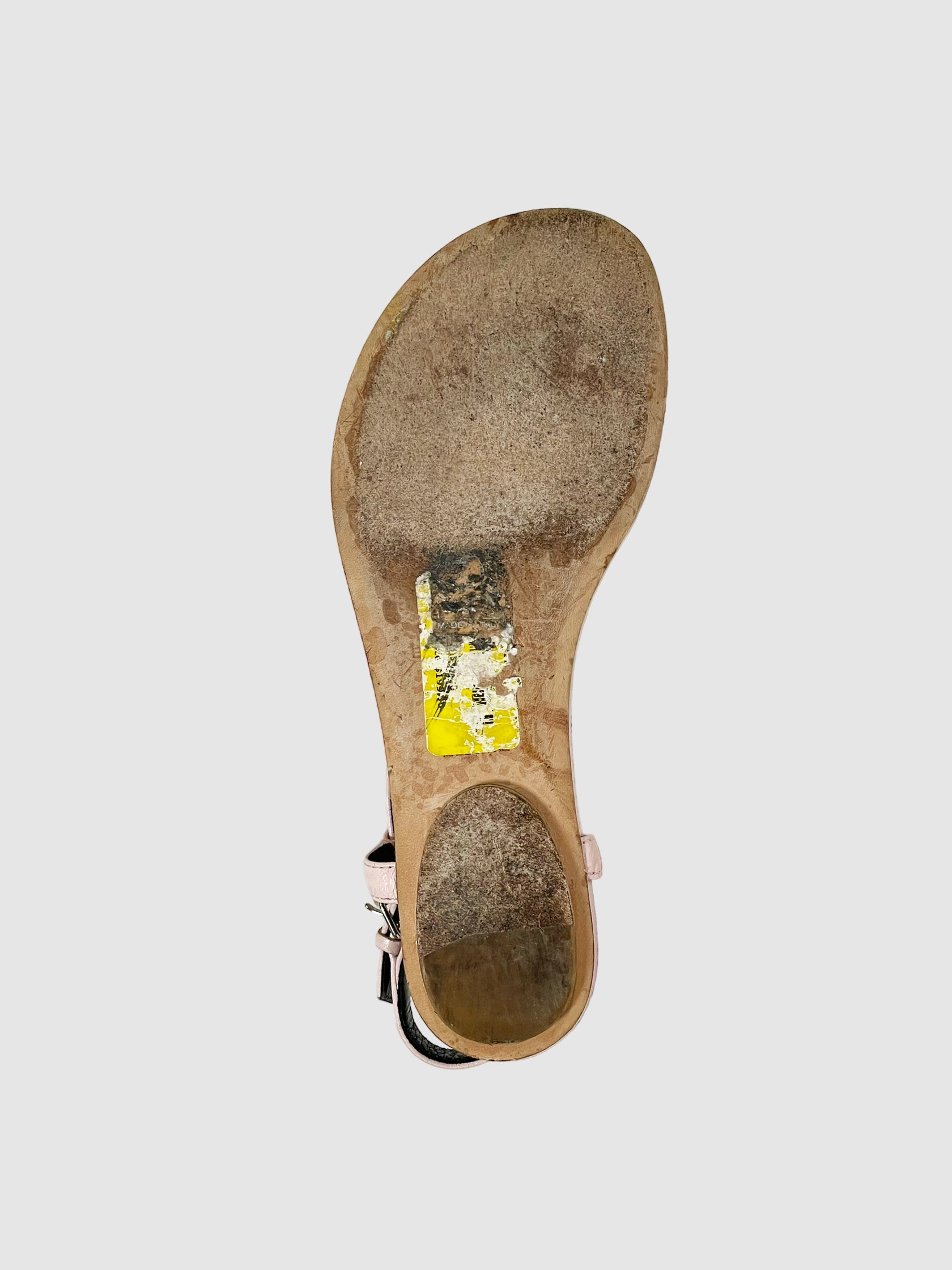 Balenciaga Leather Studded Accents T-Strap Sandals - Size 36