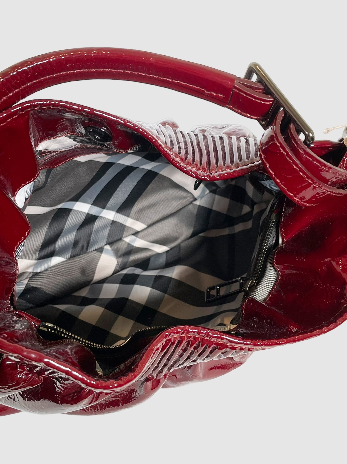 Burberry London Patent Leather Hobo Bag