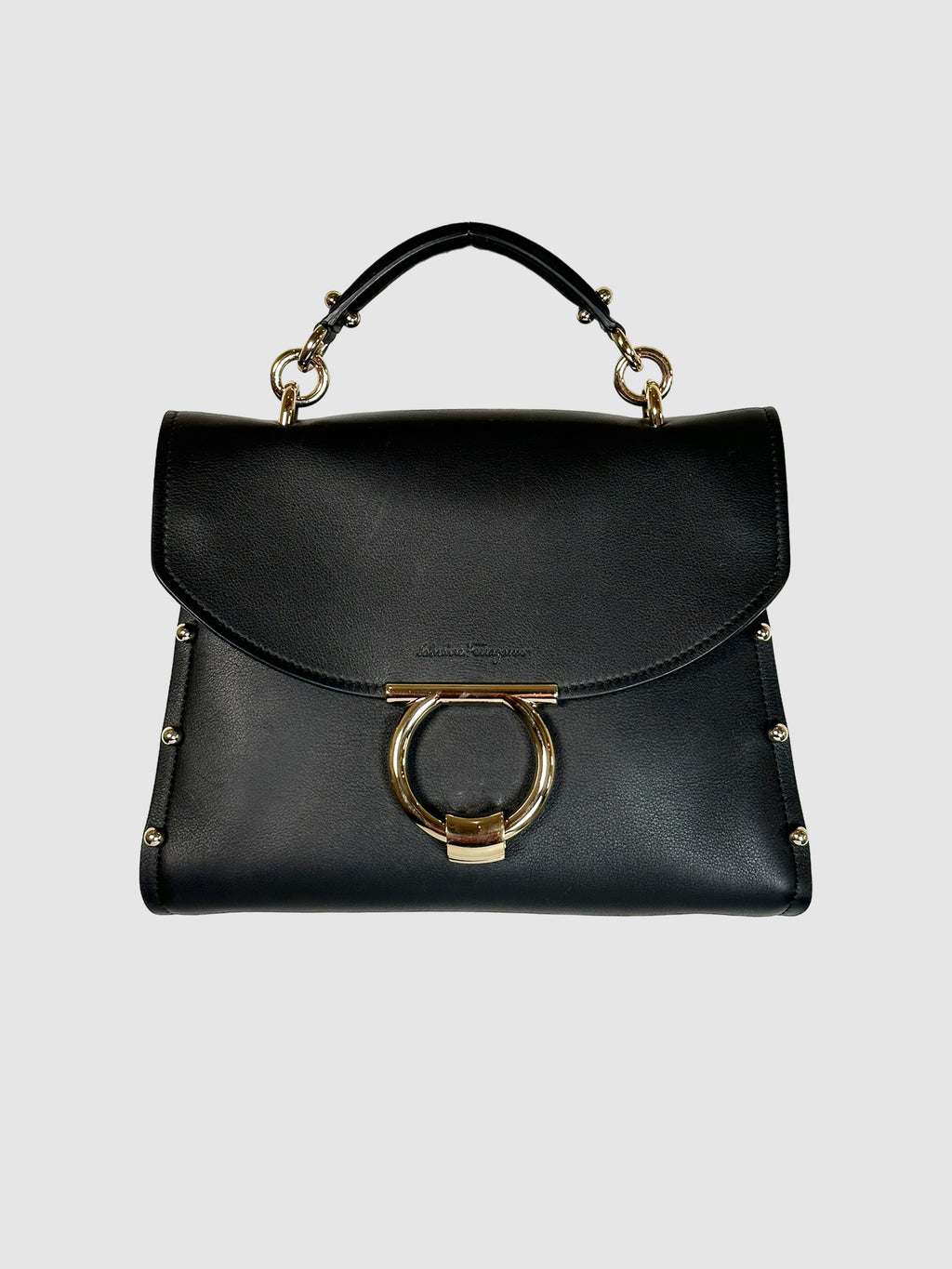 Salvatore Ferragamo Leather Margot Top Handle Bag