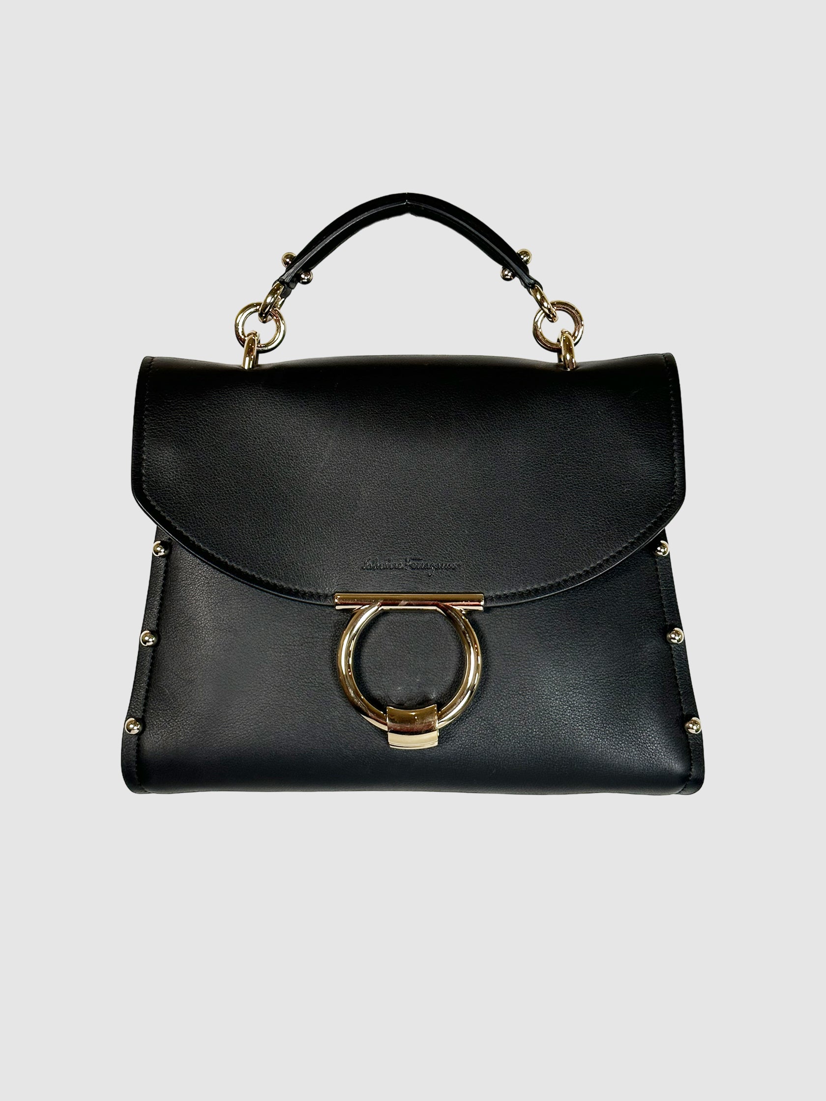 Salvatore Ferragamo Leather Margot Top Handle Bag