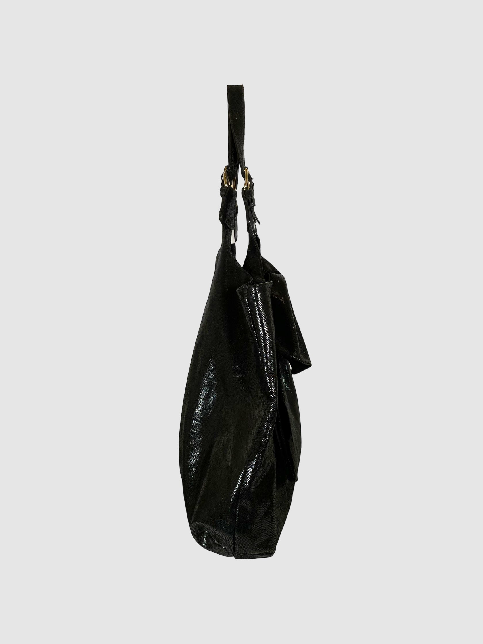 Bow-Accented Leather Hobo Bag