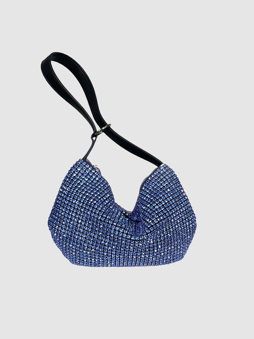 Blue Rhinestone Shoulder Bag with Loop