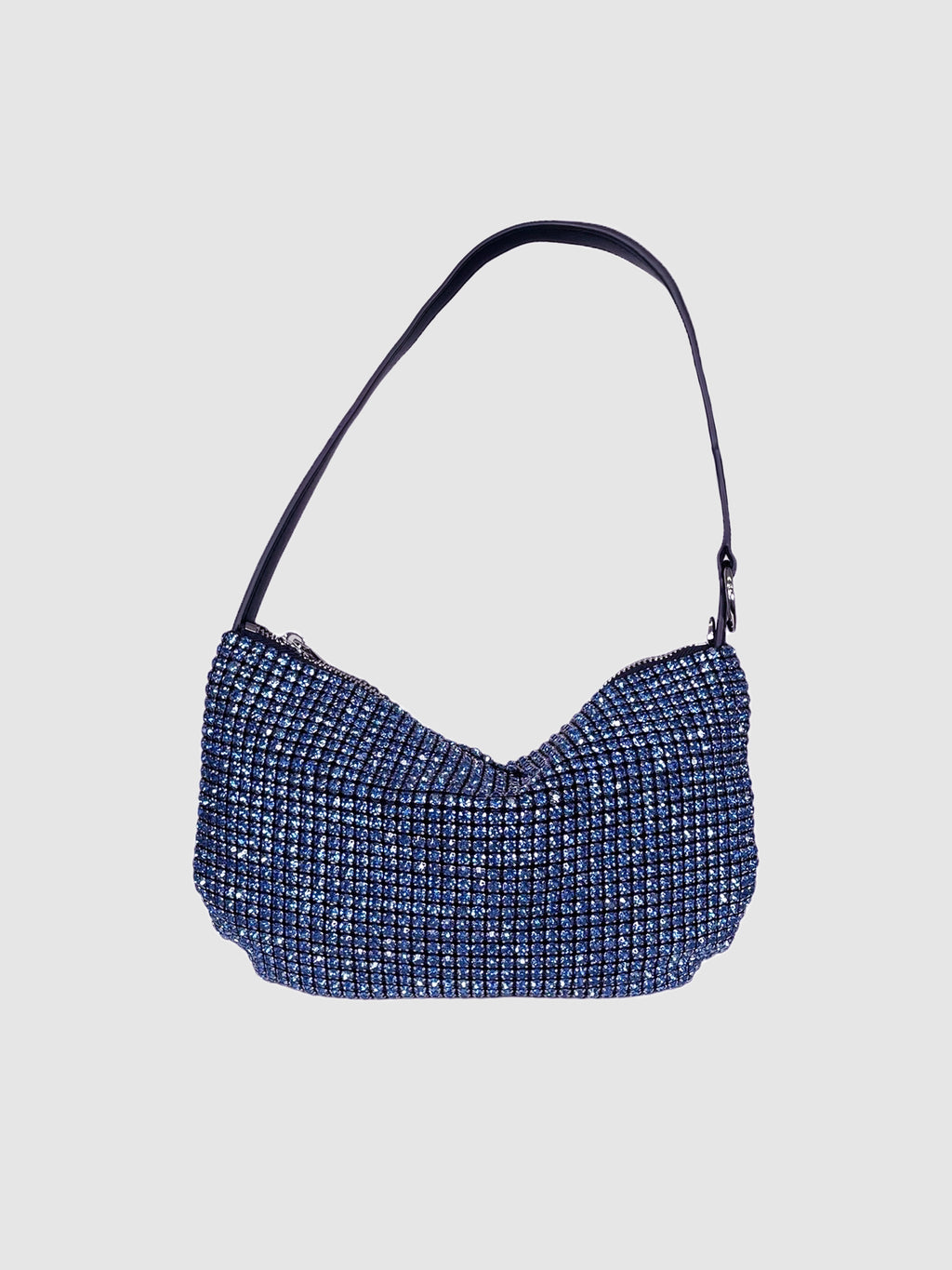 Blue Rhinestone Shoulder Bag with Loop