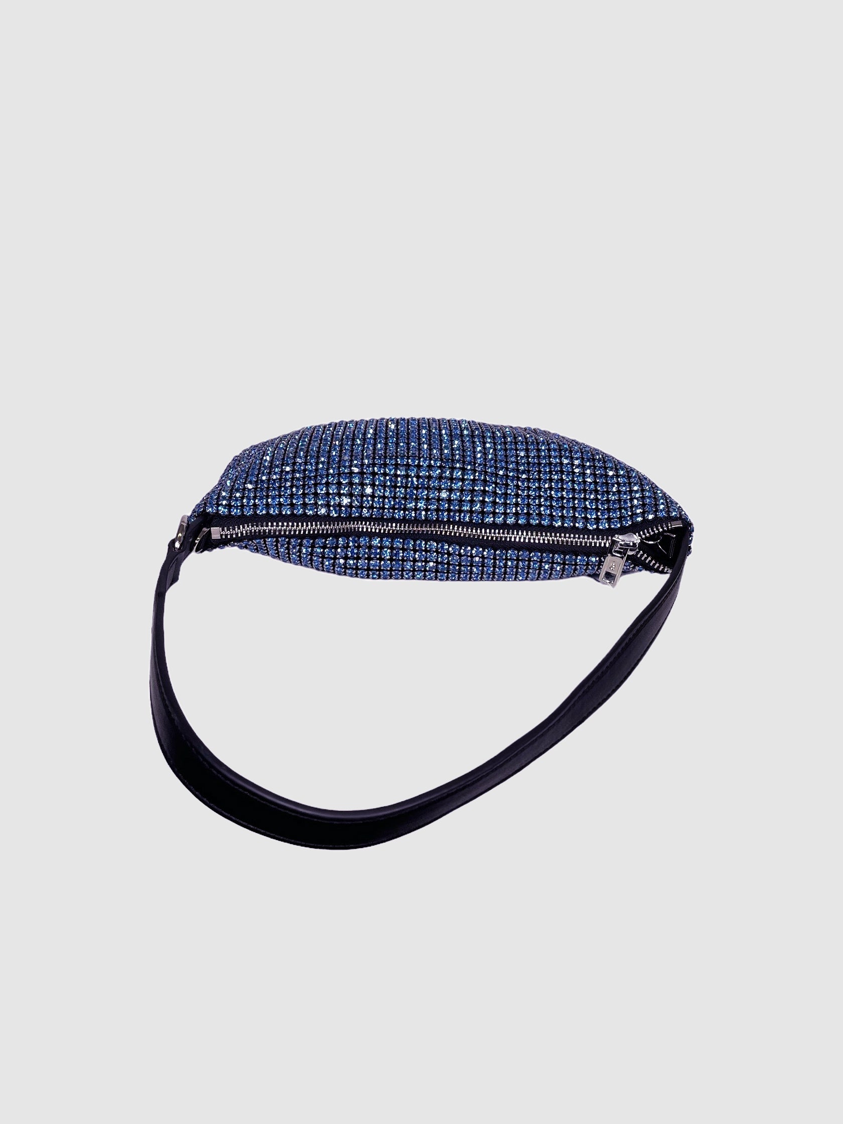 Blue Rhinestone Shoulder Bag with Loop