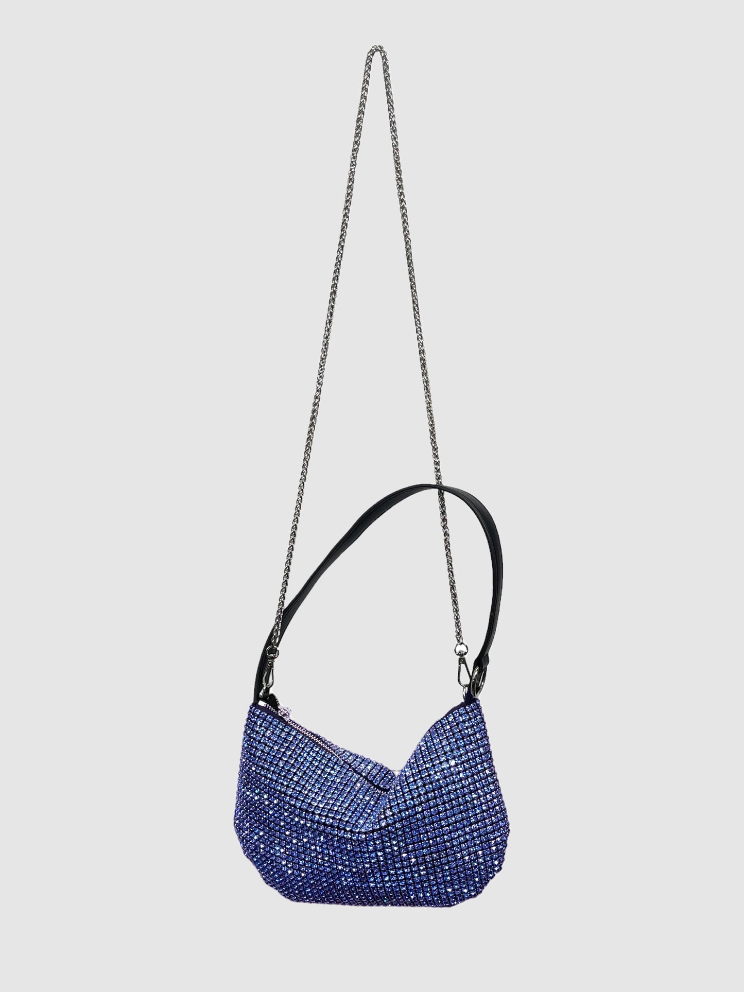 Blue Rhinestone Shoulder Bag with Loop
