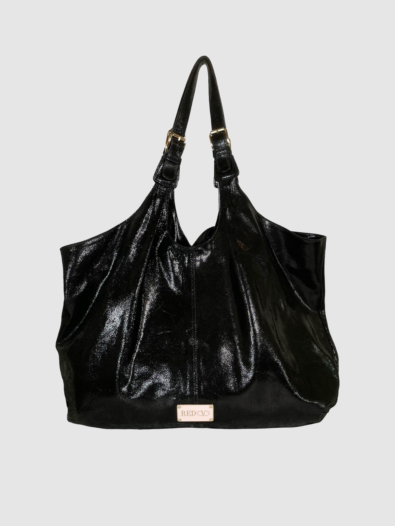 Bow-Accented Leather Hobo Bag