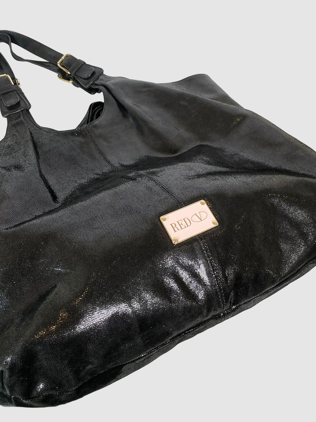 Bow-Accented Leather Hobo Bag