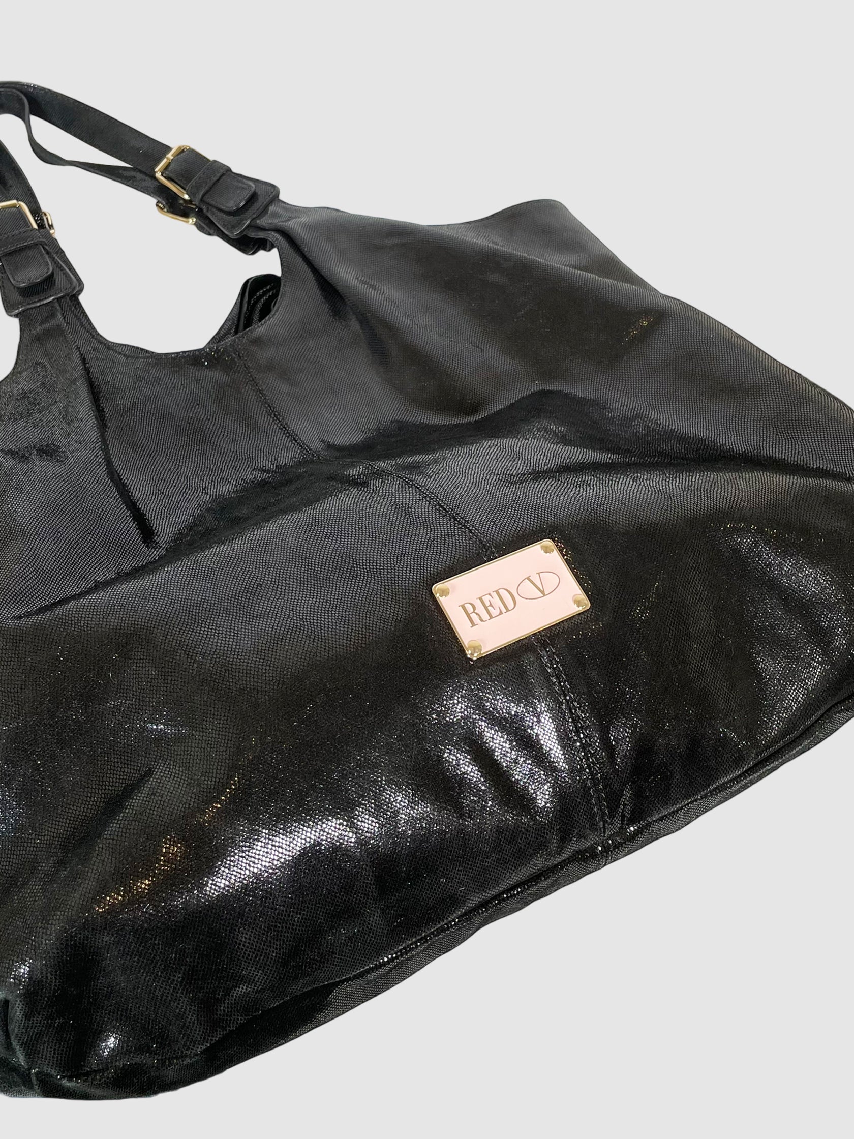 Bow-Accented Leather Hobo Bag