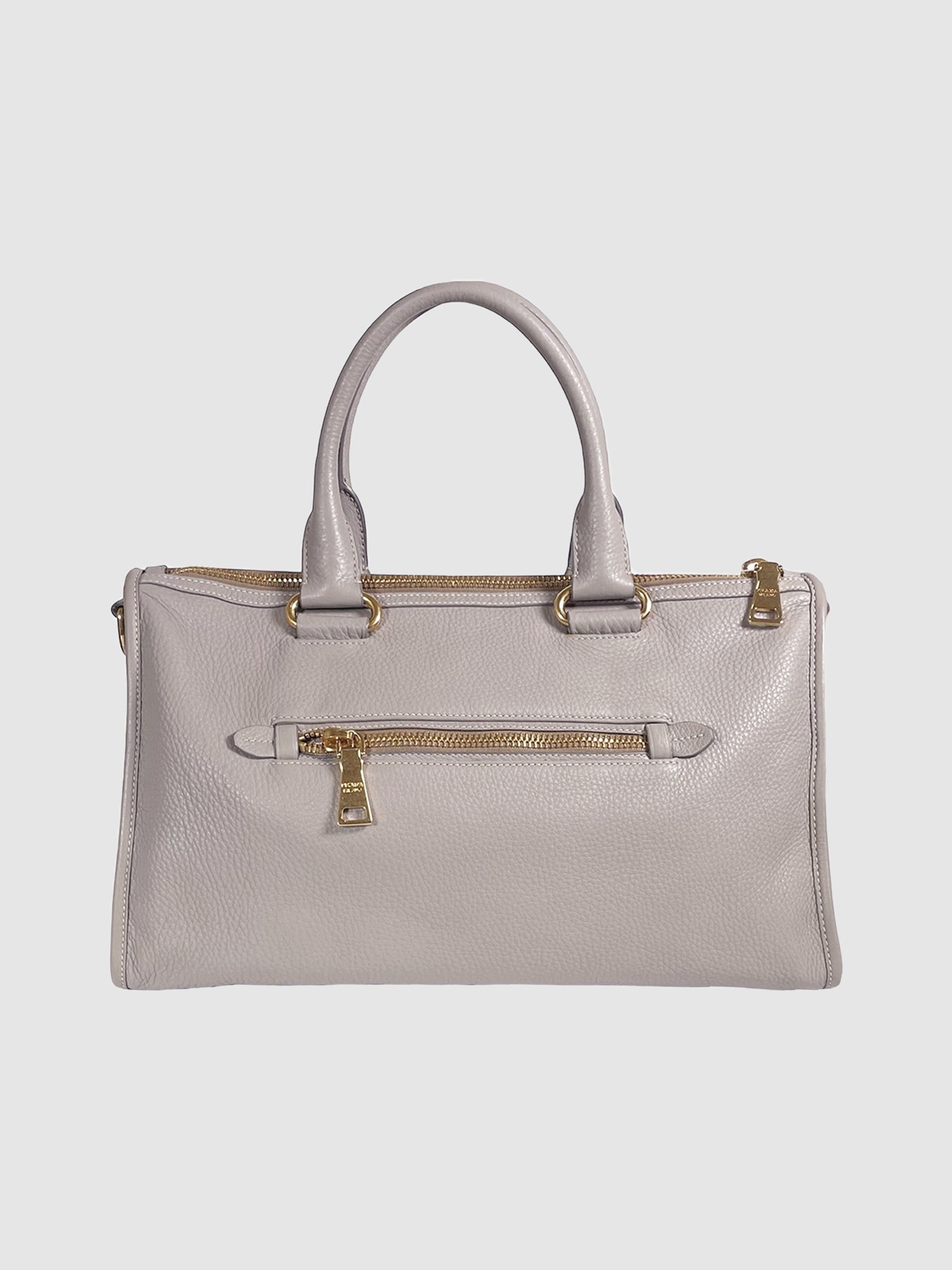 Prada Large Front Zip Convertible Satchel Vitello Phenix