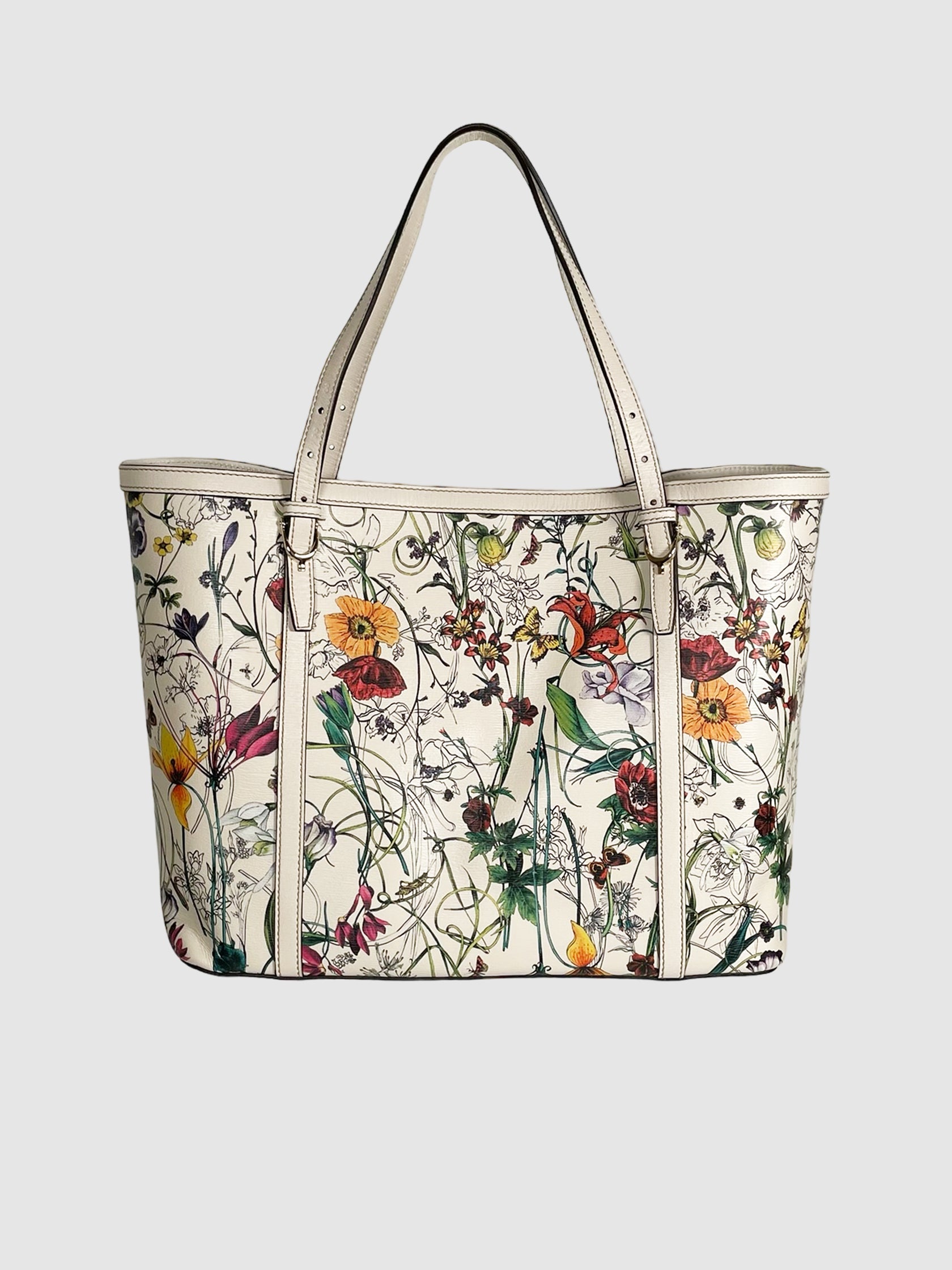 Large Floral Printed Canvas Tote Bag