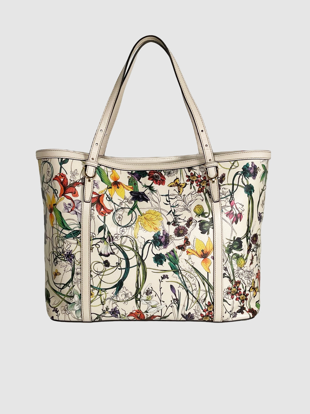 Large Floral Printed Canvas Tote Bag