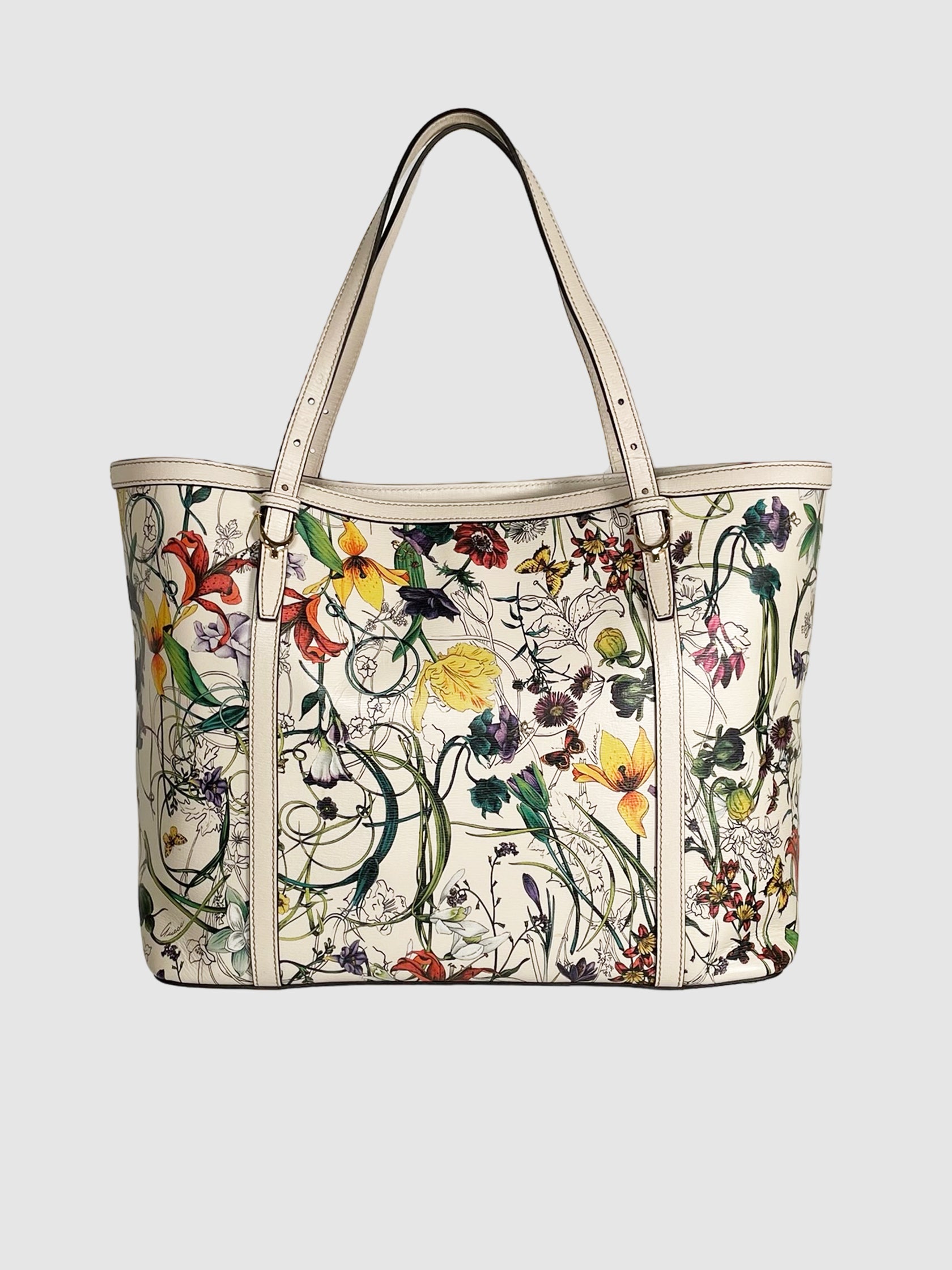 Large Floral Printed Canvas Tote Bag
