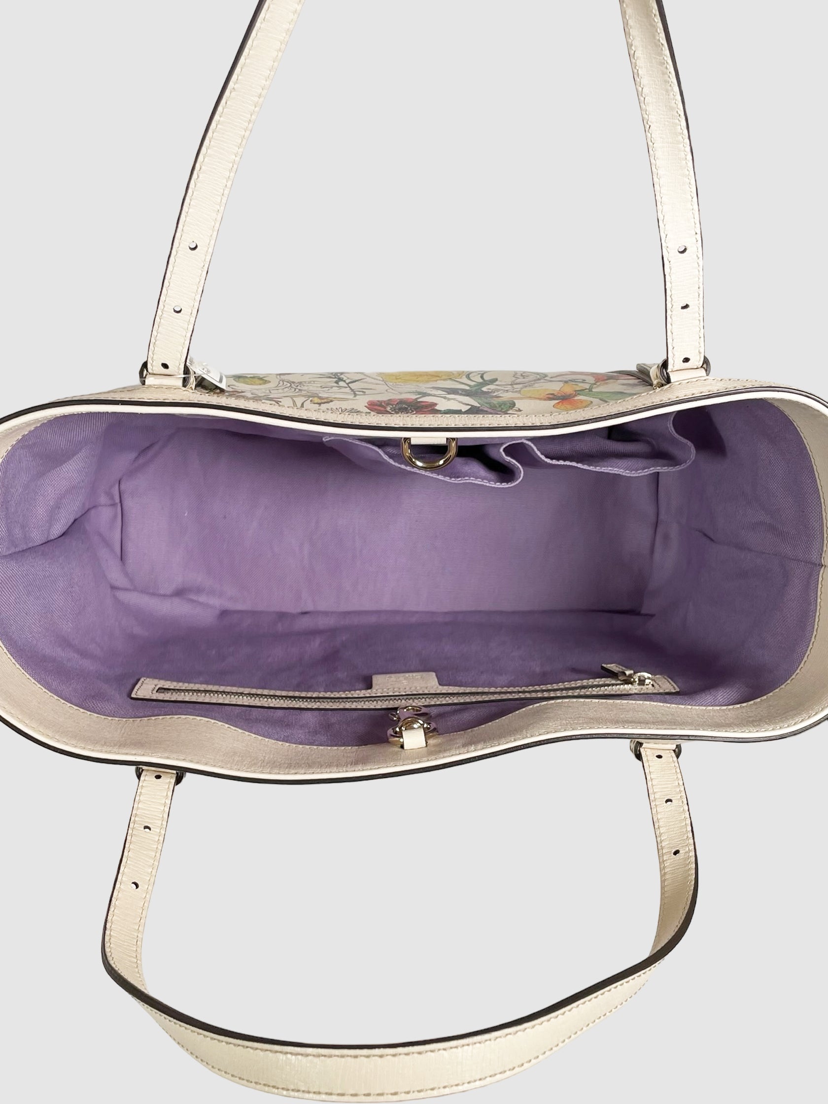 Large Floral Printed Canvas Tote Bag