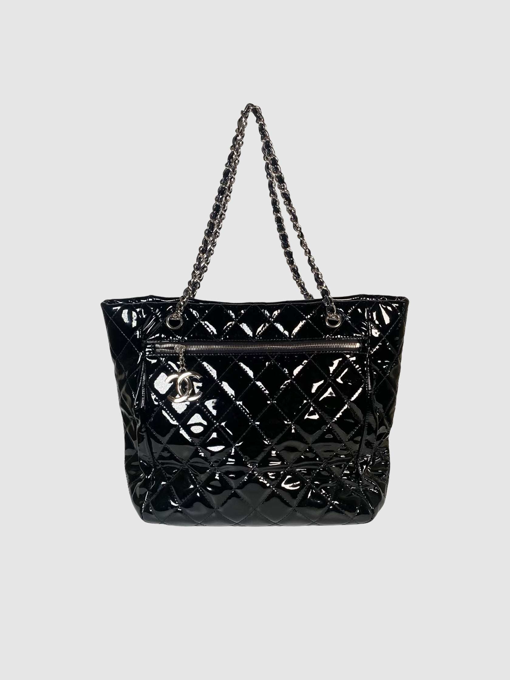 Quilted Patent Leather Tote Bag