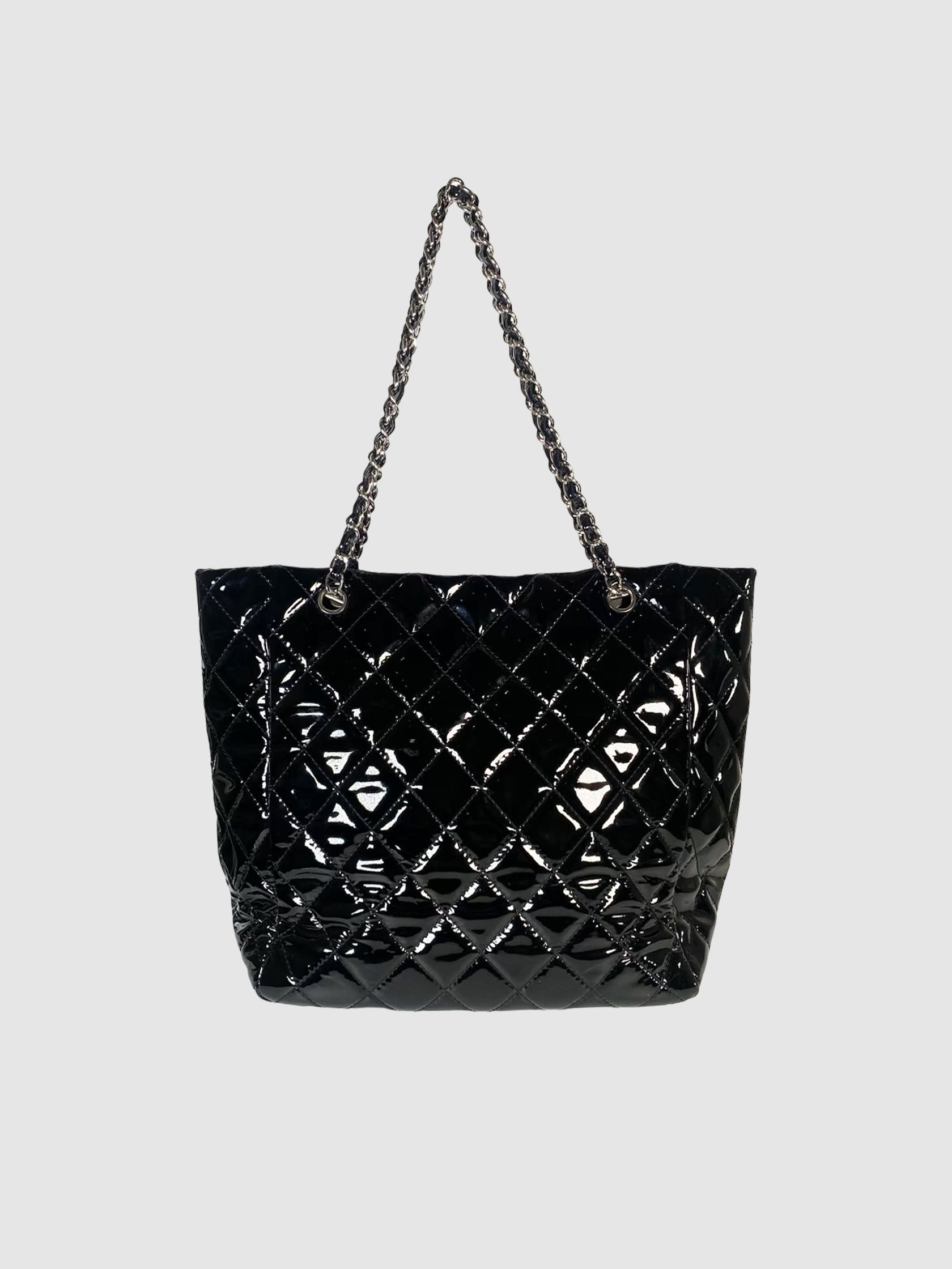Quilted Patent Leather Tote Bag