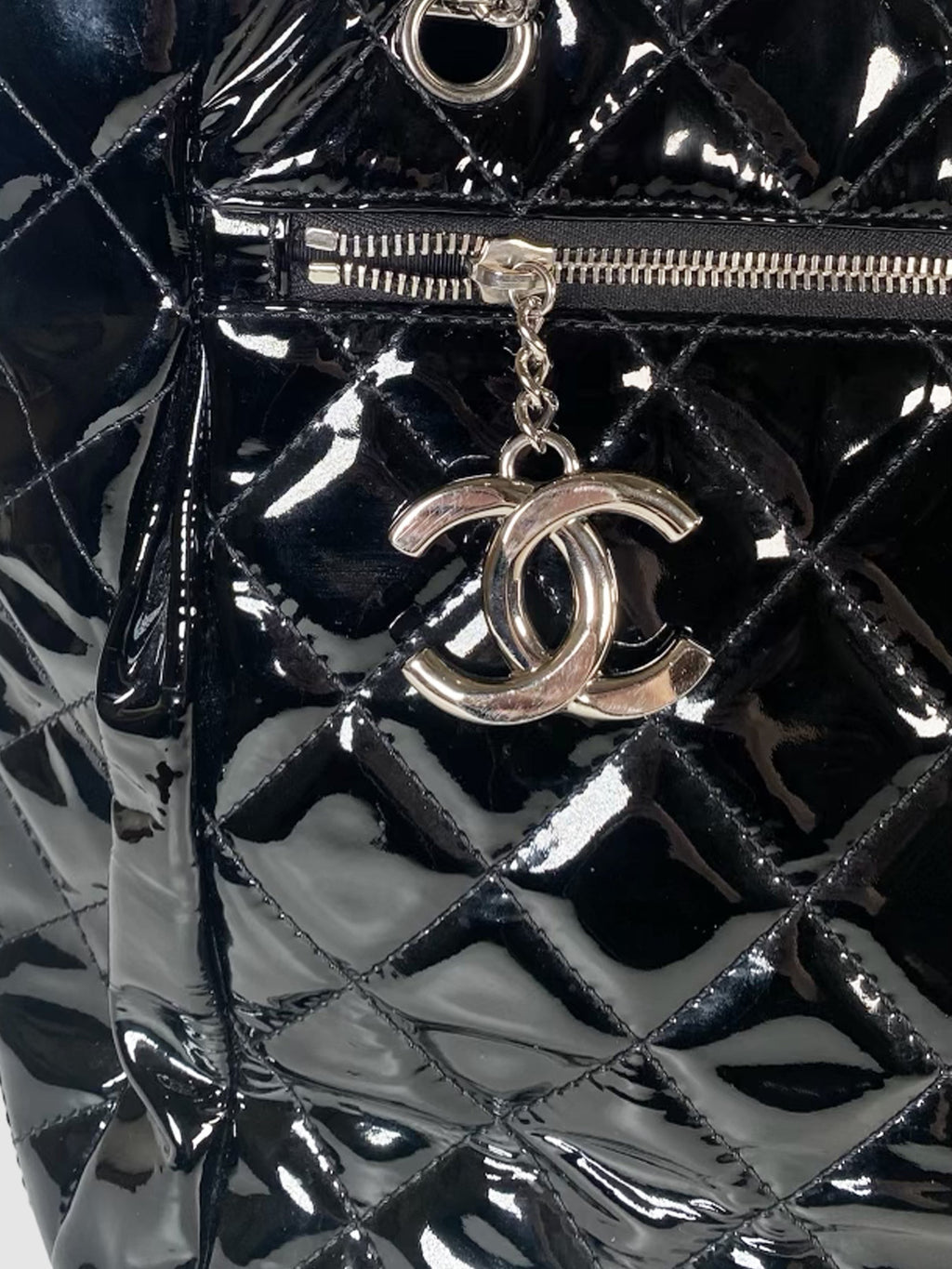 Quilted Patent Leather Tote Bag