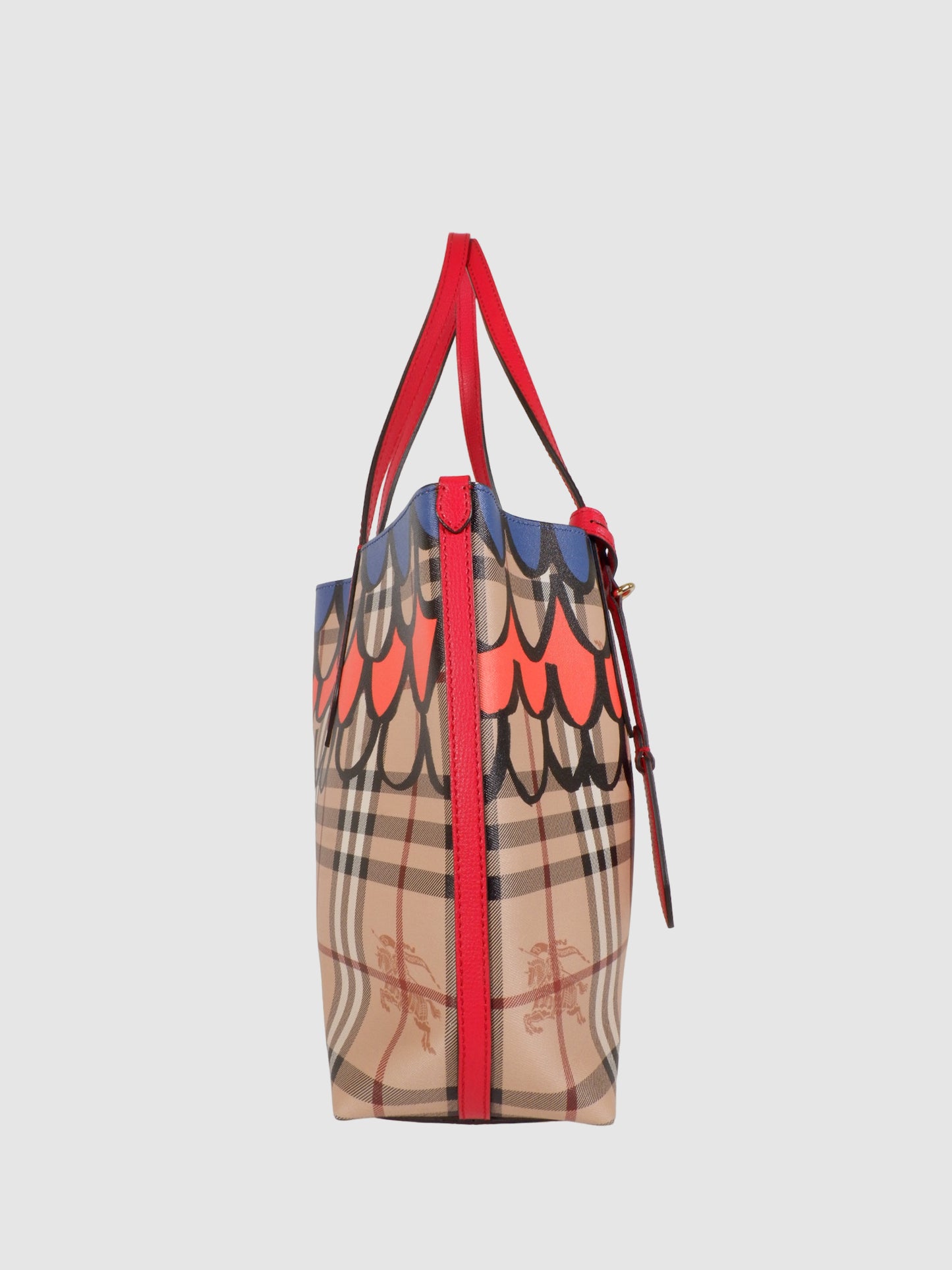Burberry Trompe L'oeil Poppy Red Print Reversible Tote Bag