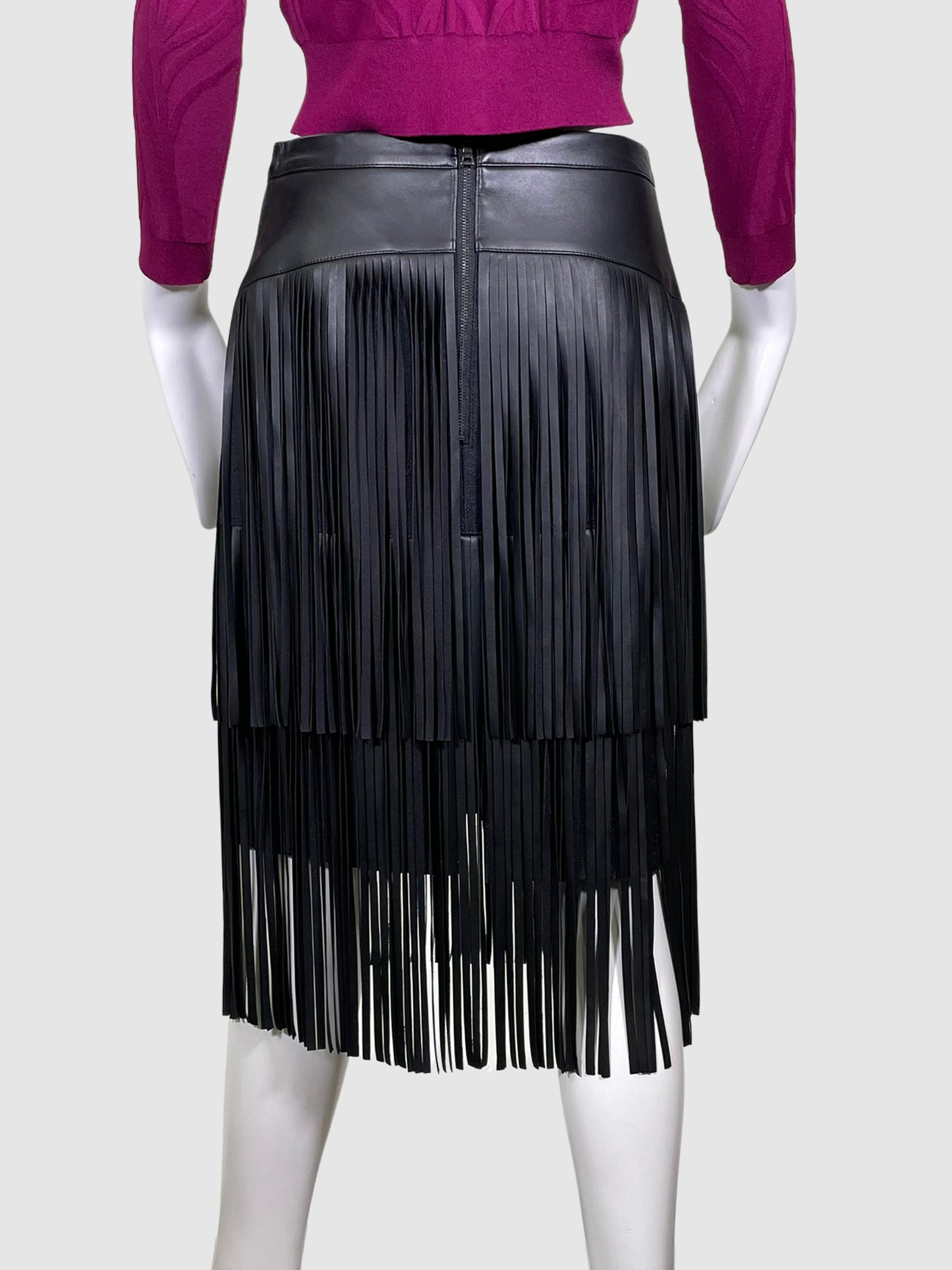 BCBG Fringed Leather Skirt - Size 4