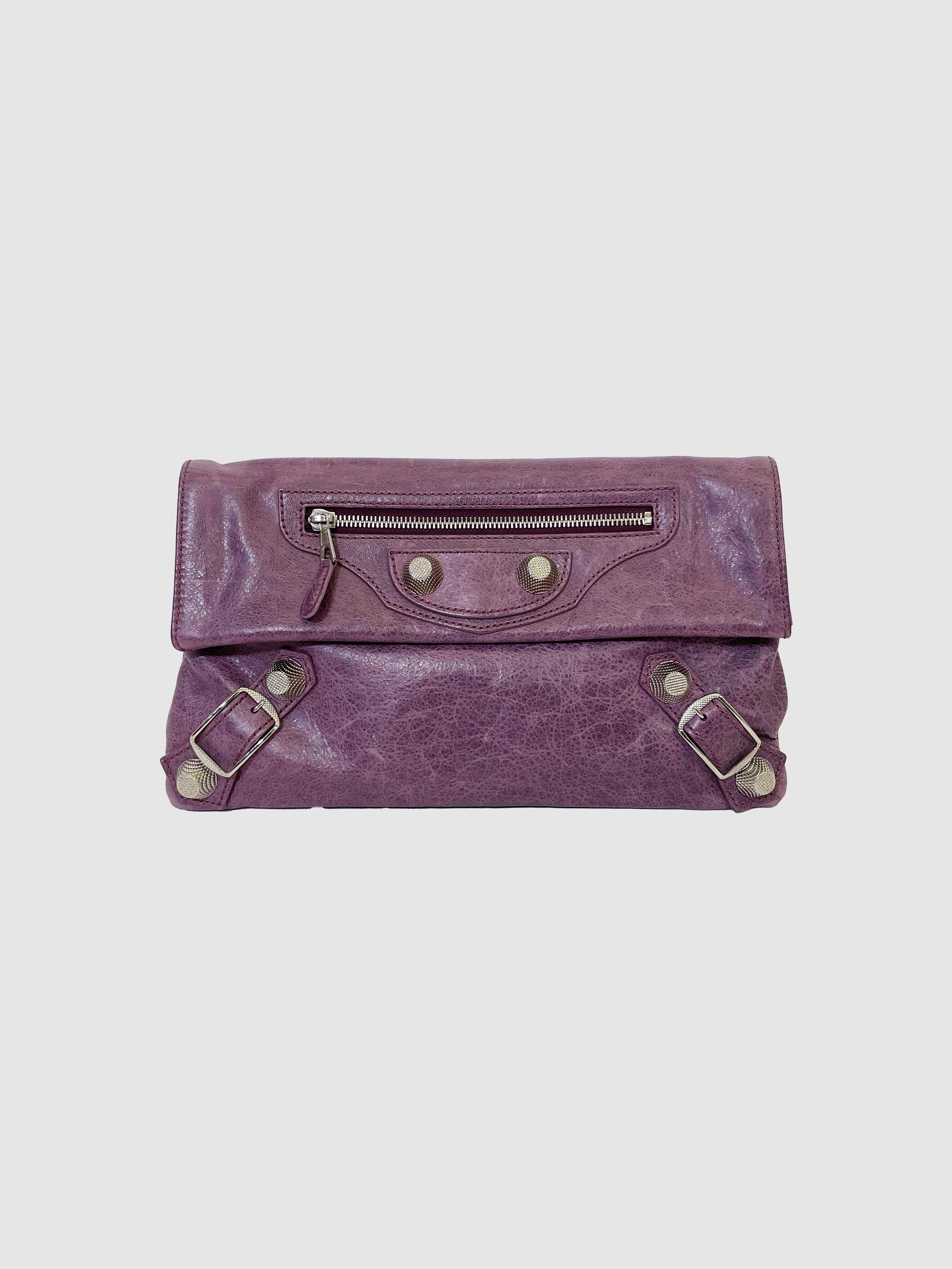 Balenciaga Purple Motocross Giant Envelope Clutch