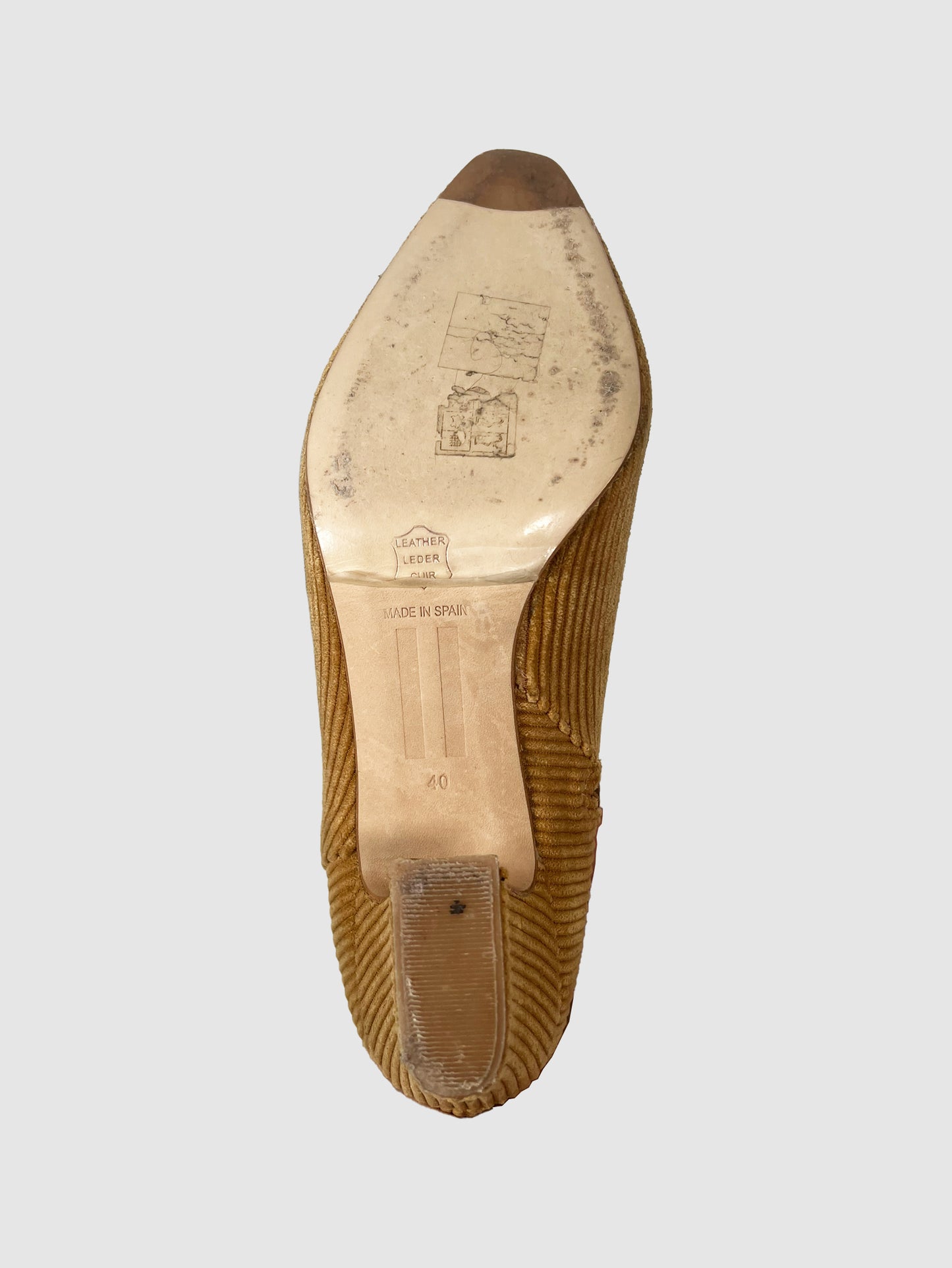Miista Tan Corduroy Ankle Boots - Size 40