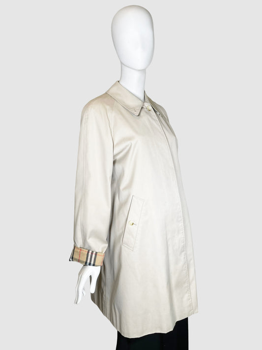Burberry's Trench Coat with Plaid Lining - Size S/M