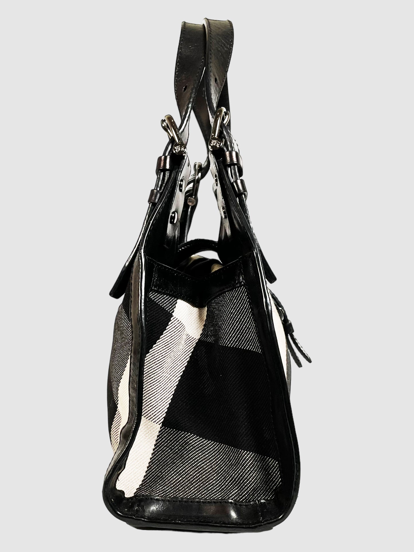 Burberry Leather-Trimmed Mega Check Shoulder Bag